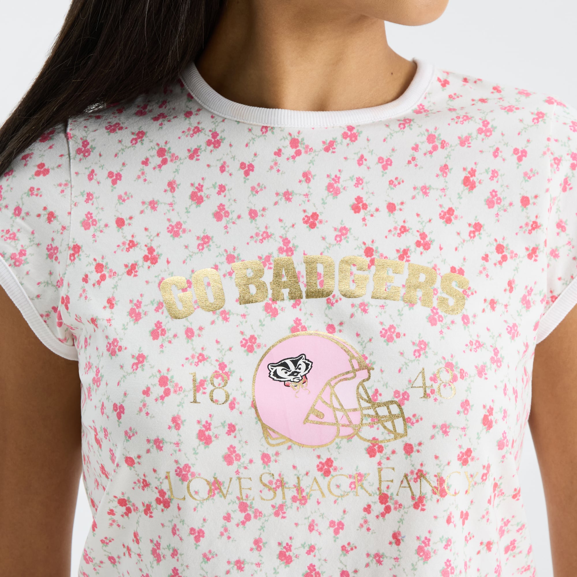 T-shirt LoveShackFancy pour femmes, rouge Wisconsin Badgers MaryKate Ringer