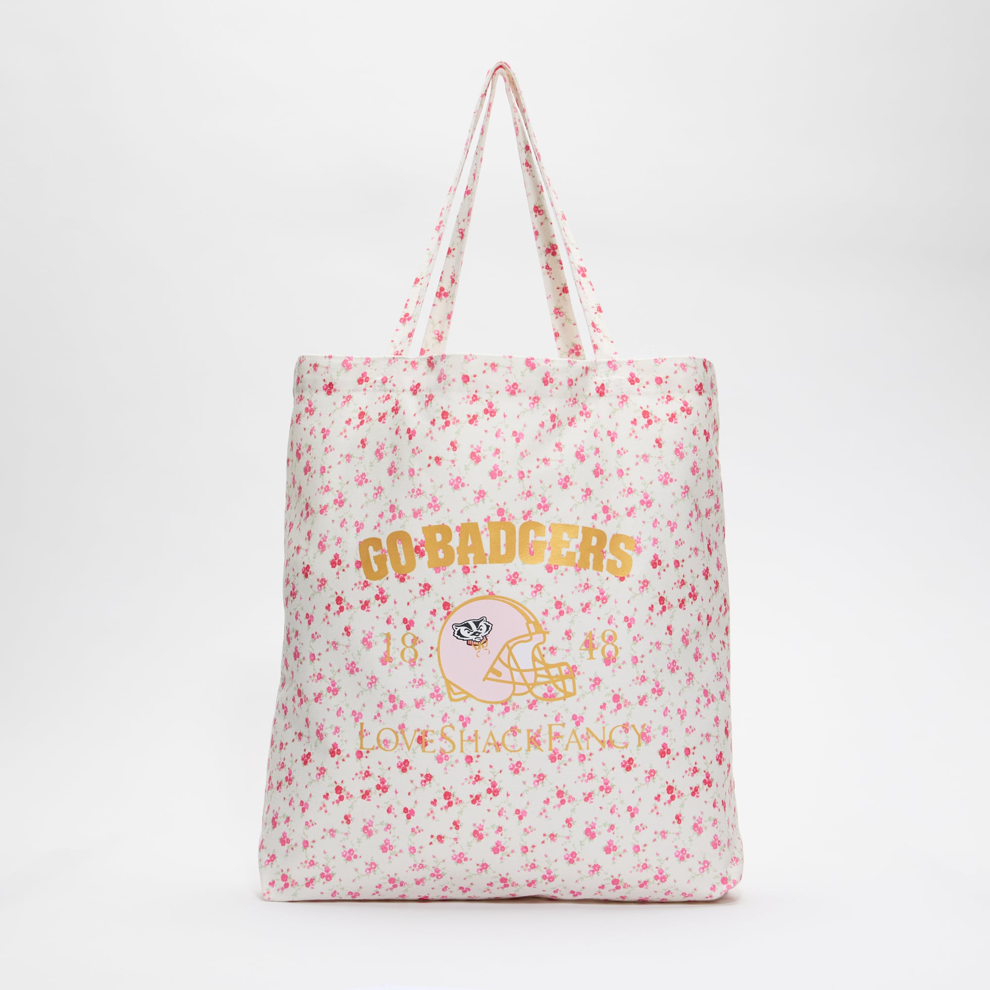LoveShackFancy Women's White Wisconsin Badgers Canvas Tote Bag