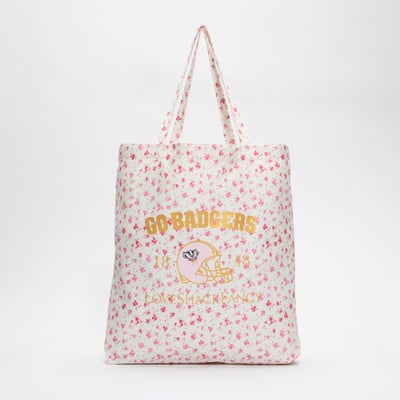 LoveShackFancy Wisconsin Badgers Women's Canvas Tote Bag - White