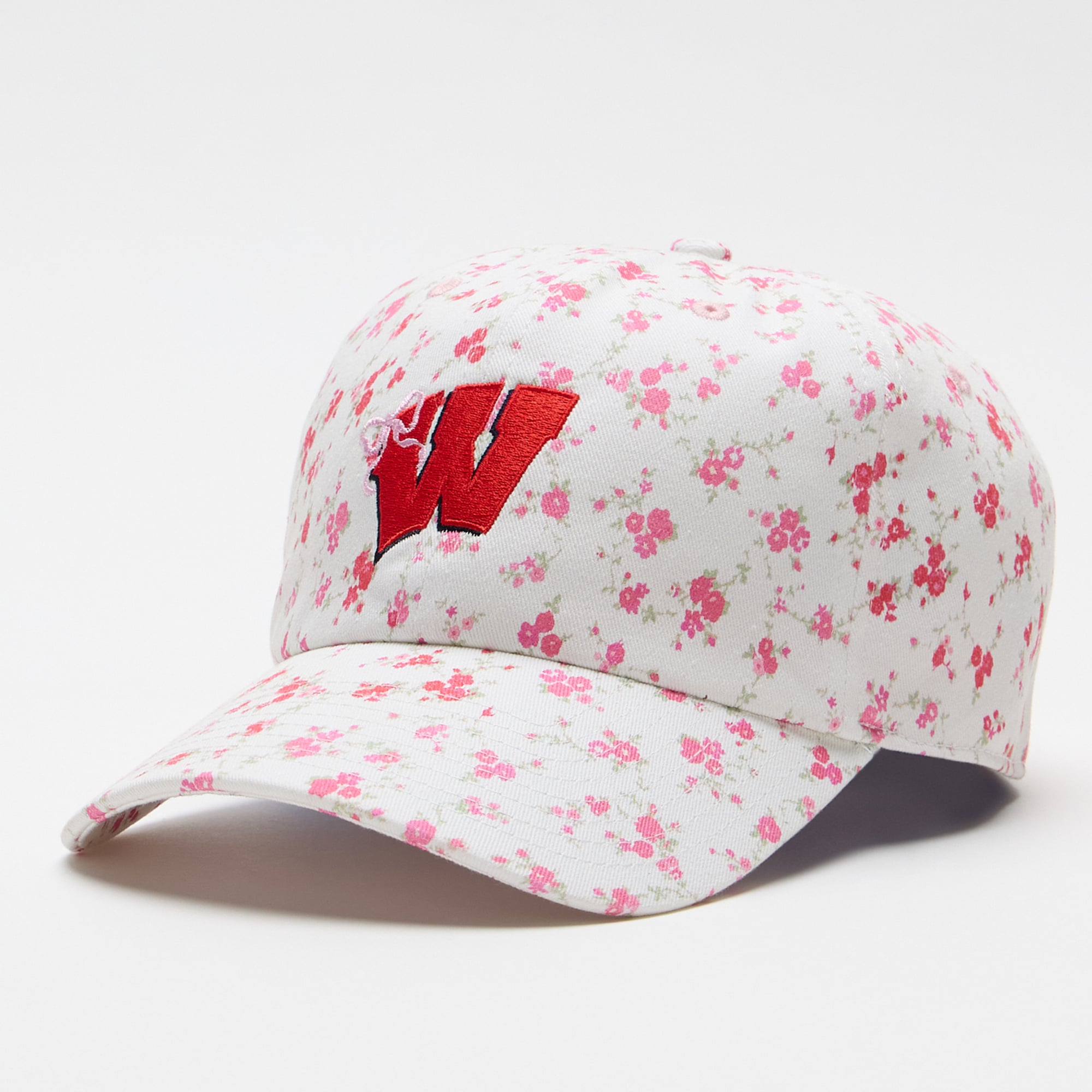 LoveShackFancy Women's White Wisconsin Badgers Floral Adjustable Hat