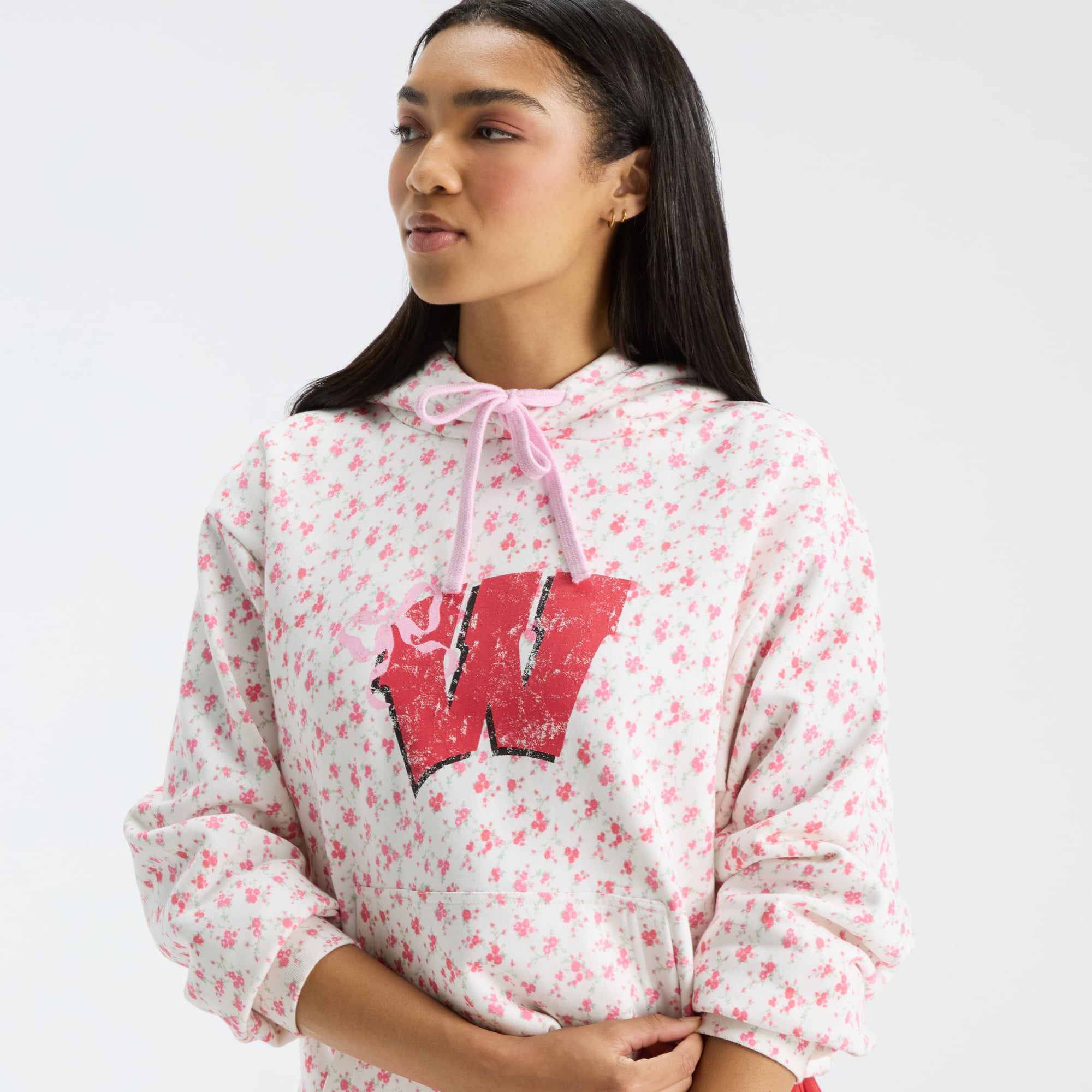 Sweat à capuche blanc LoveShackFancy pour femme, Wisconsin Badgers Nacova