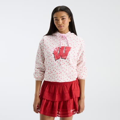 LoveShackFancy Wisconsin Badgers Women's Nacova Hoodie - White
