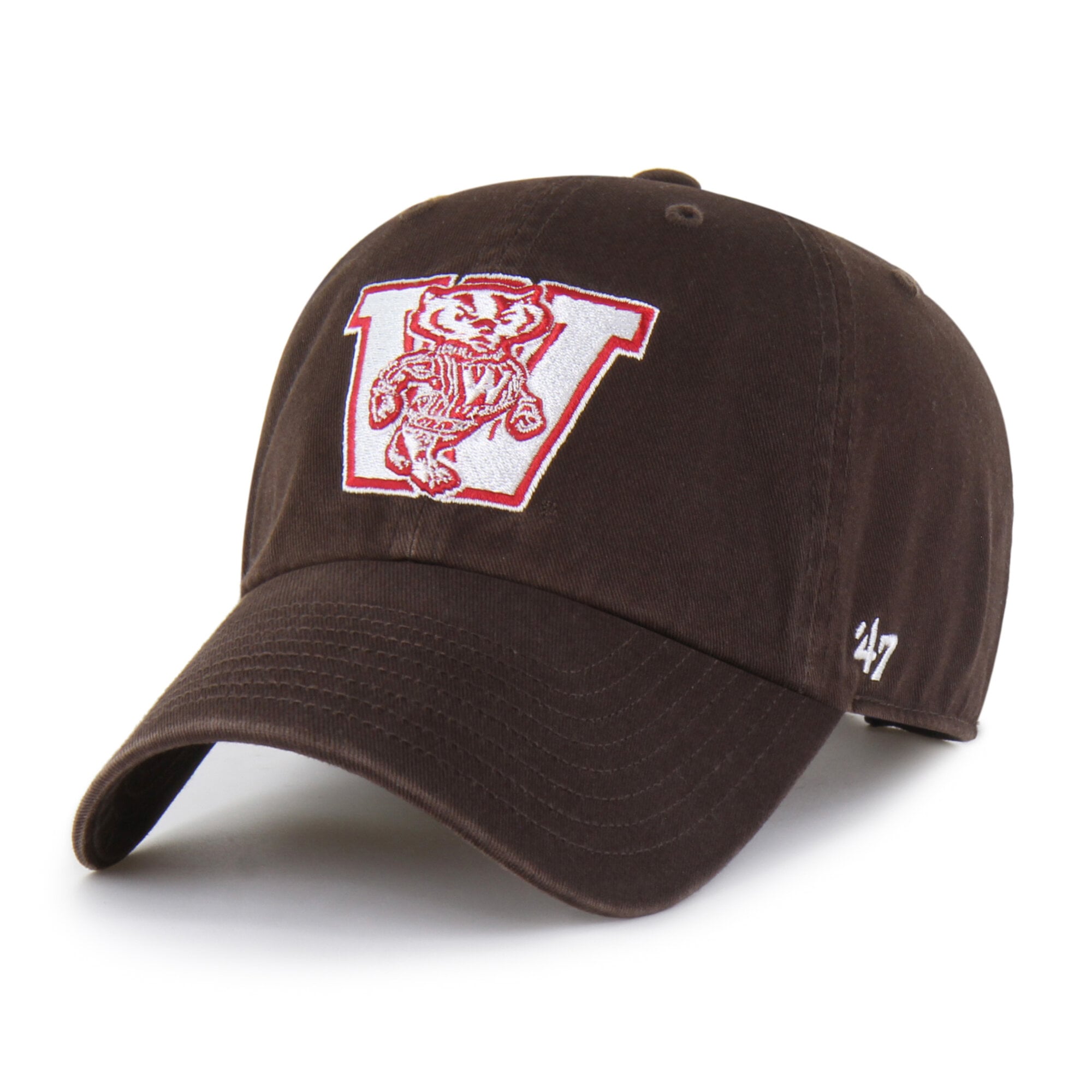 Men's '47 Brown Wisconsin Badgers Vault Clean Up Adjustable Hat