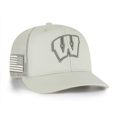 Wisconsin Badgers '47 Operation Hat Trick Adjustable Trucker Hat - Stone