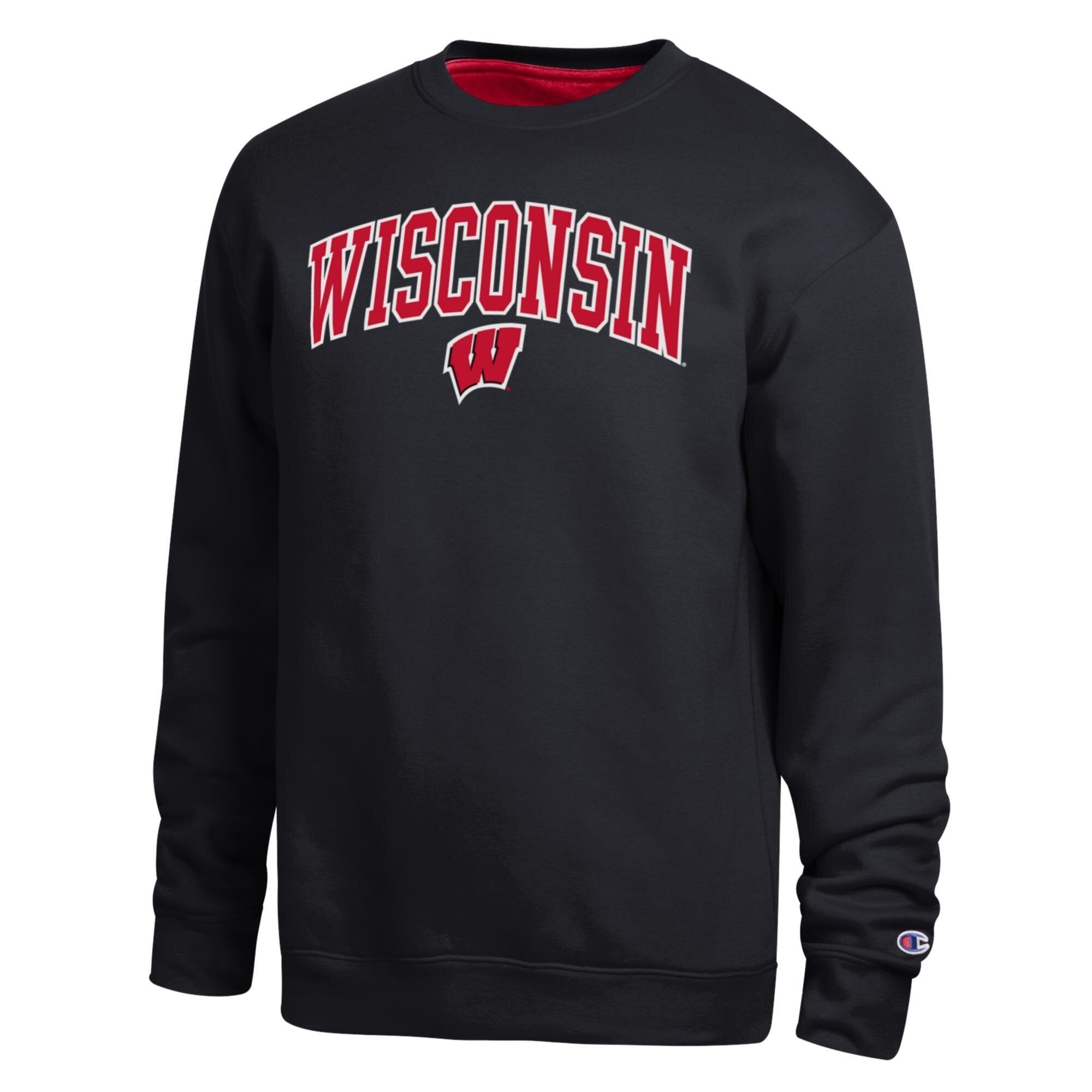 Sweat-shirt Champion noir pour homme avec arche des Wisconsin Badgers