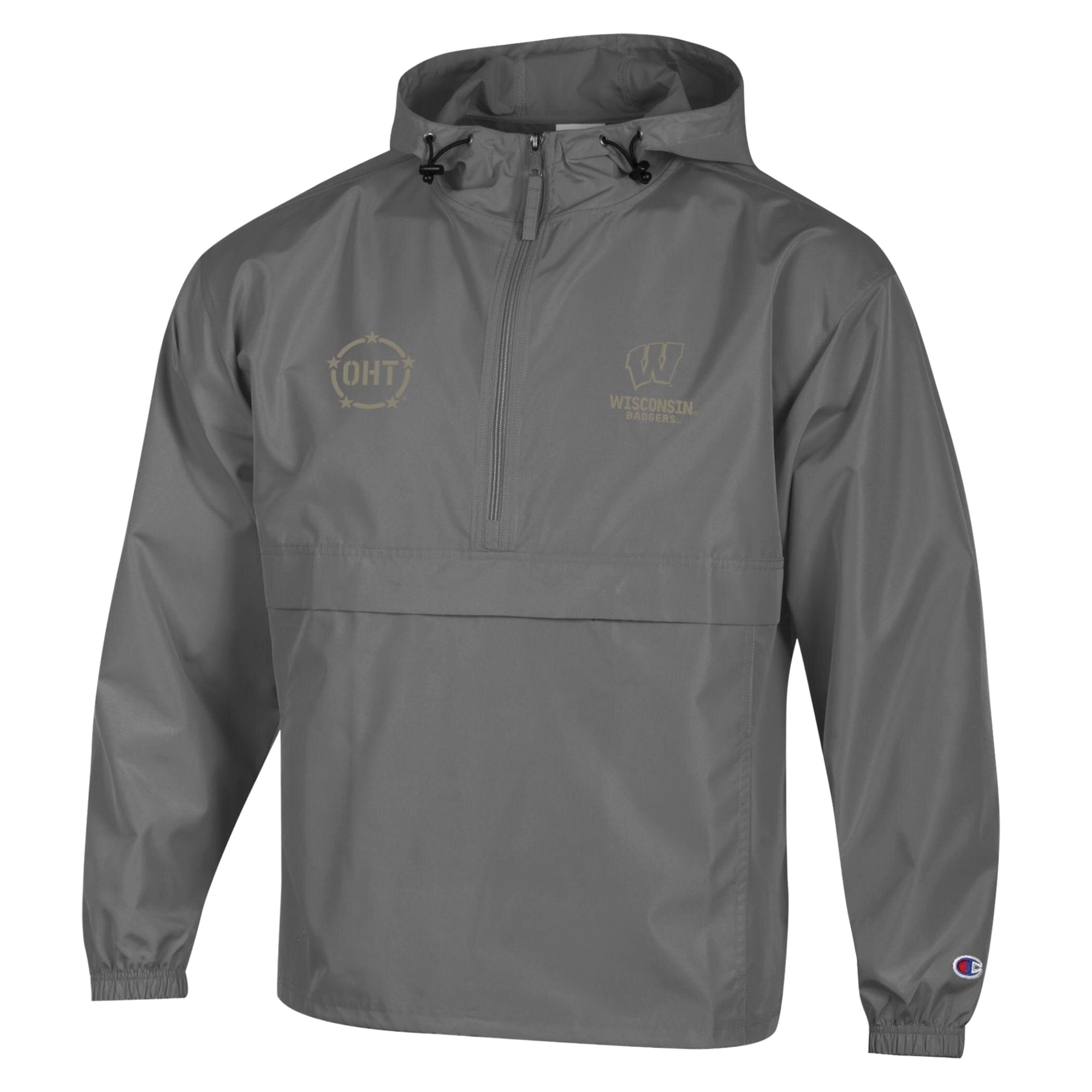 Veste pliable Champion Graphite Wisconsin Badgers OHT Flag pour homme