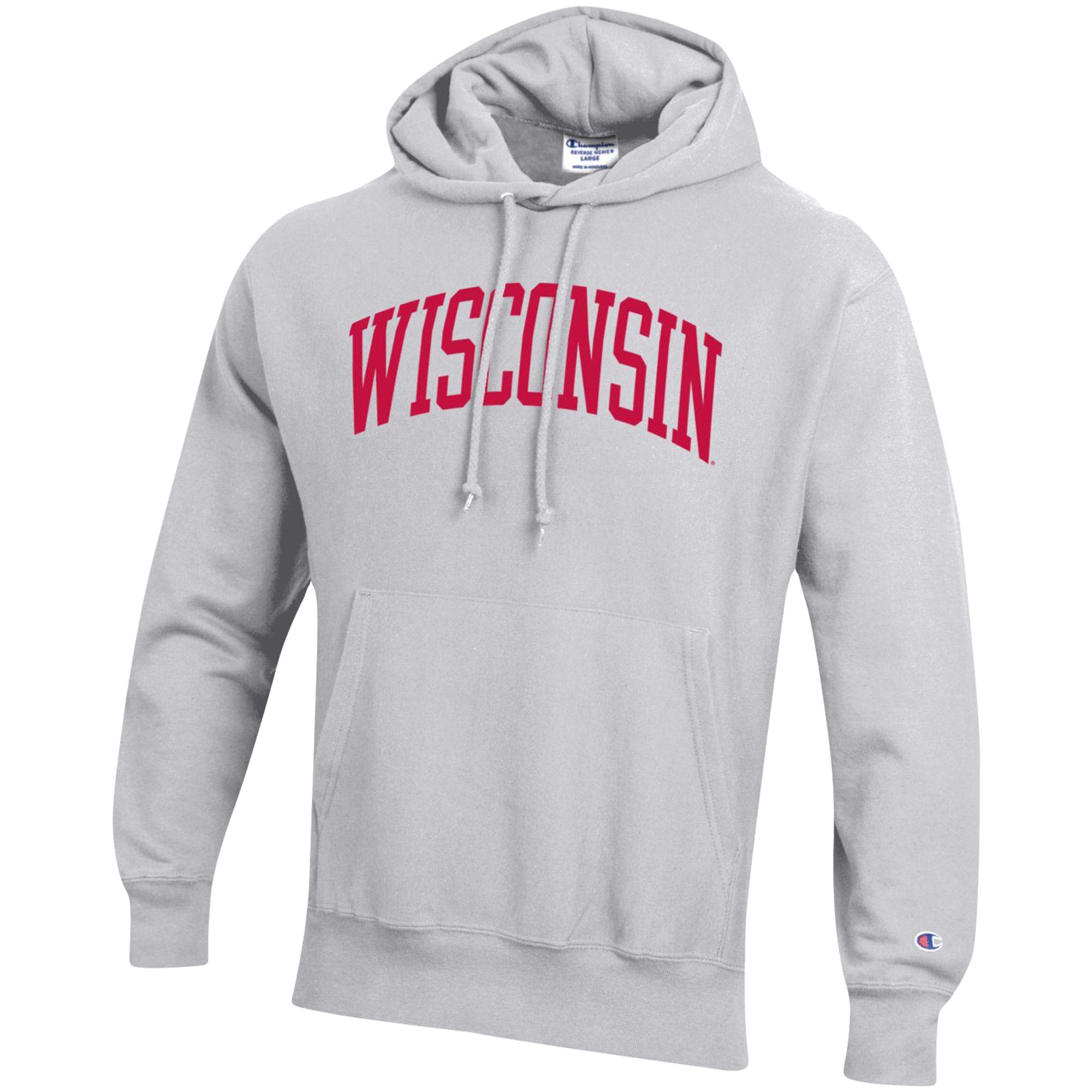 Men's Champion Heather Gray Wisconsin Badgers Big & Tall Reverse Weave Fleece Hoodie Sweatshirt