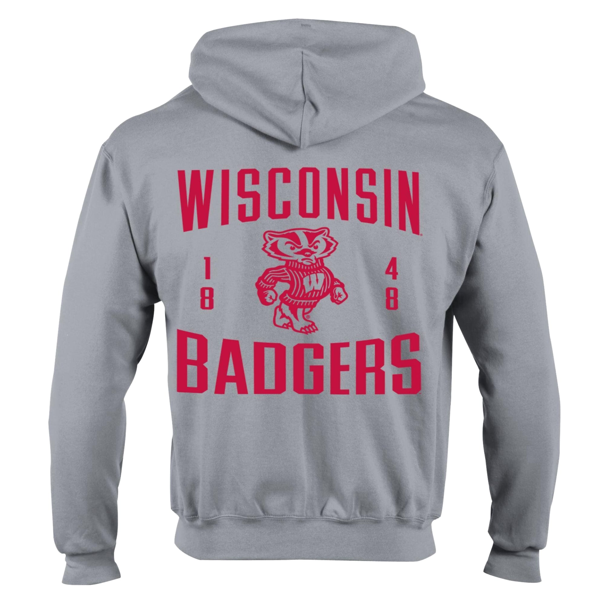 Men's Champion  Heather Gray Wisconsin Badgers Varsity Powerblend Full-Zip Fleece Hoodie