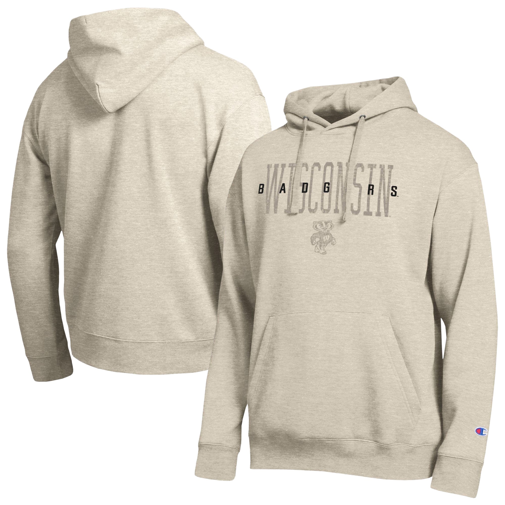 Sweat à capuche Champion Oatmeal Wisconsin Badgers All-Star Neutral Stack pour homme