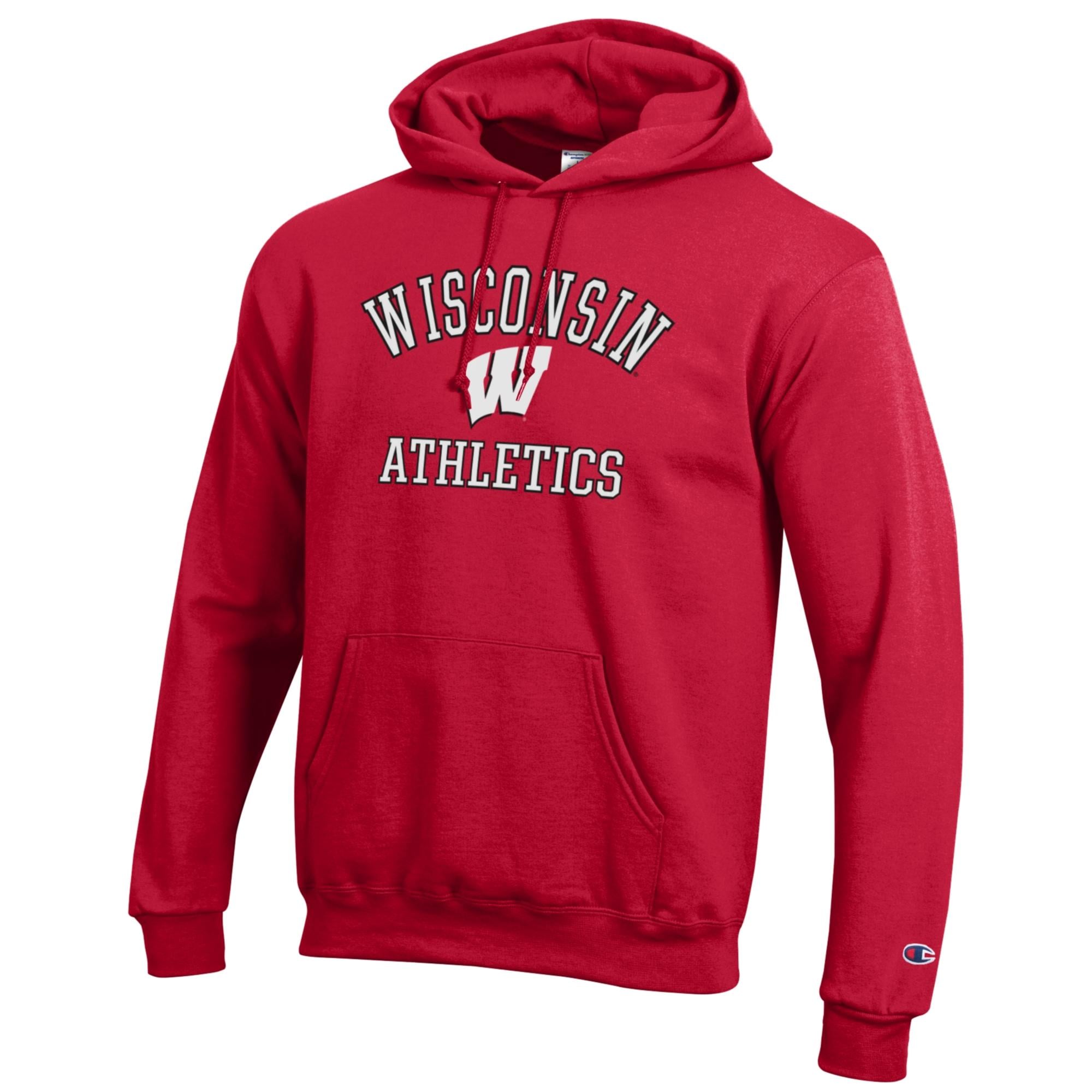 Men's Champion  Red Wisconsin Badgers Athletics Logo Pullover Hoodie