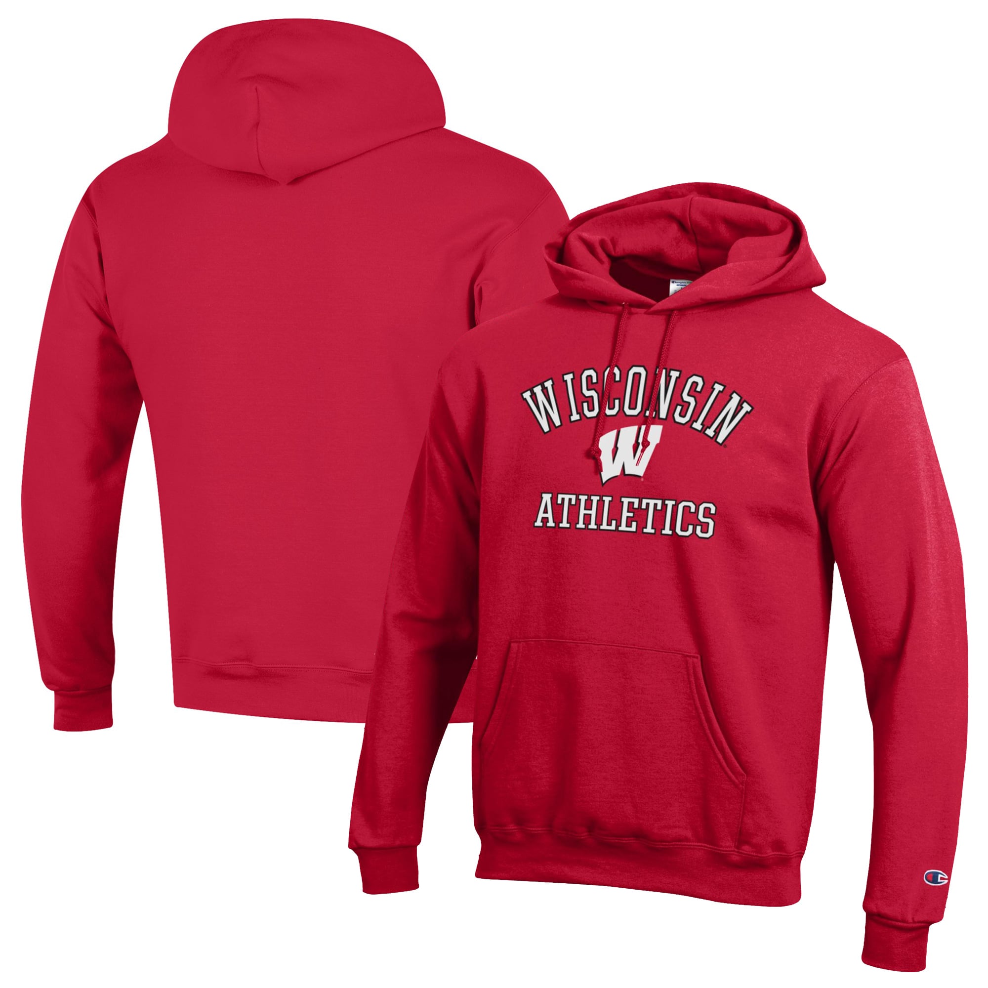 Men's Champion  Red Wisconsin Badgers Athletics Logo Pullover Hoodie