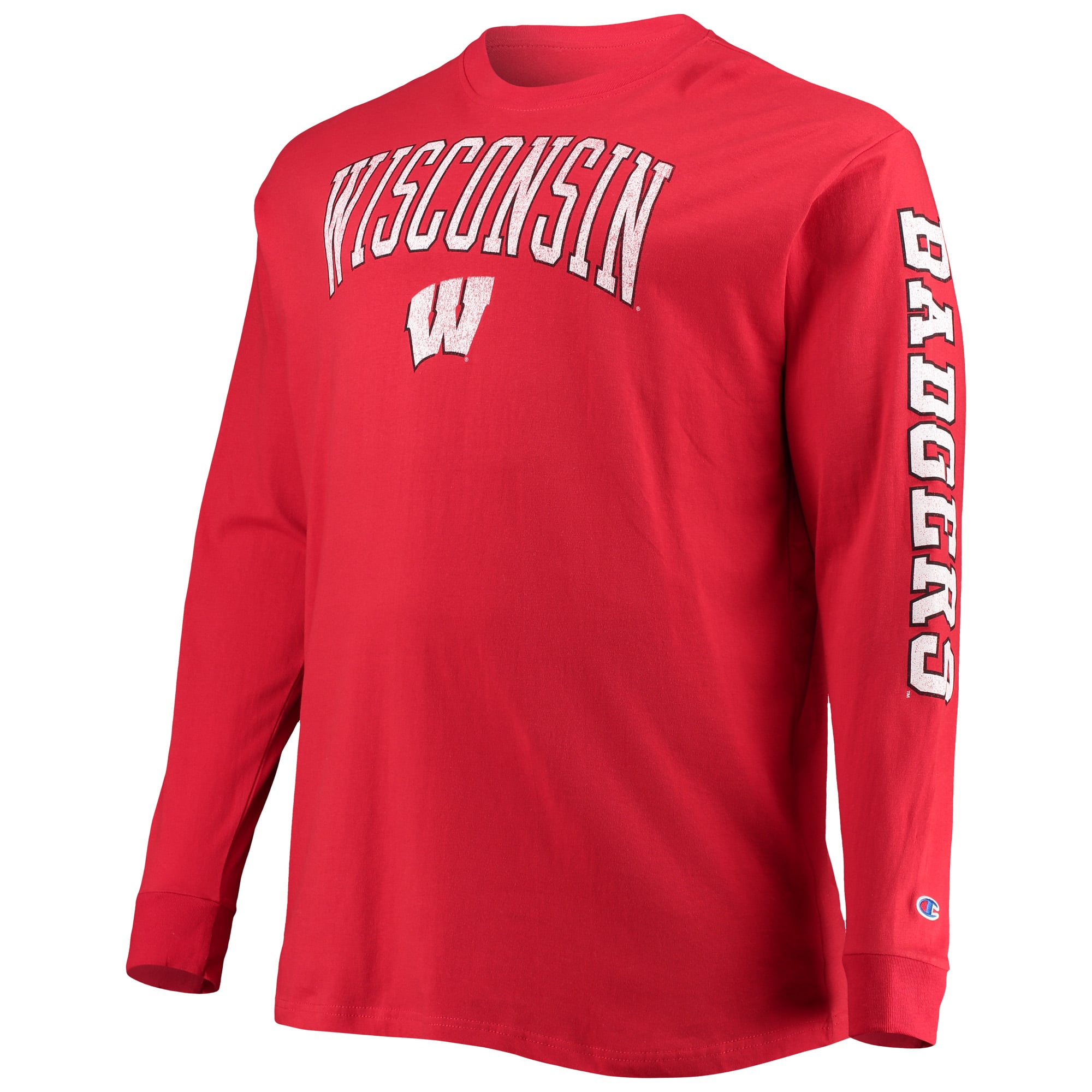 T-shirt à manches longues Champion Red Wisconsin Badgers pour hommes, grandes tailles, 2 coups