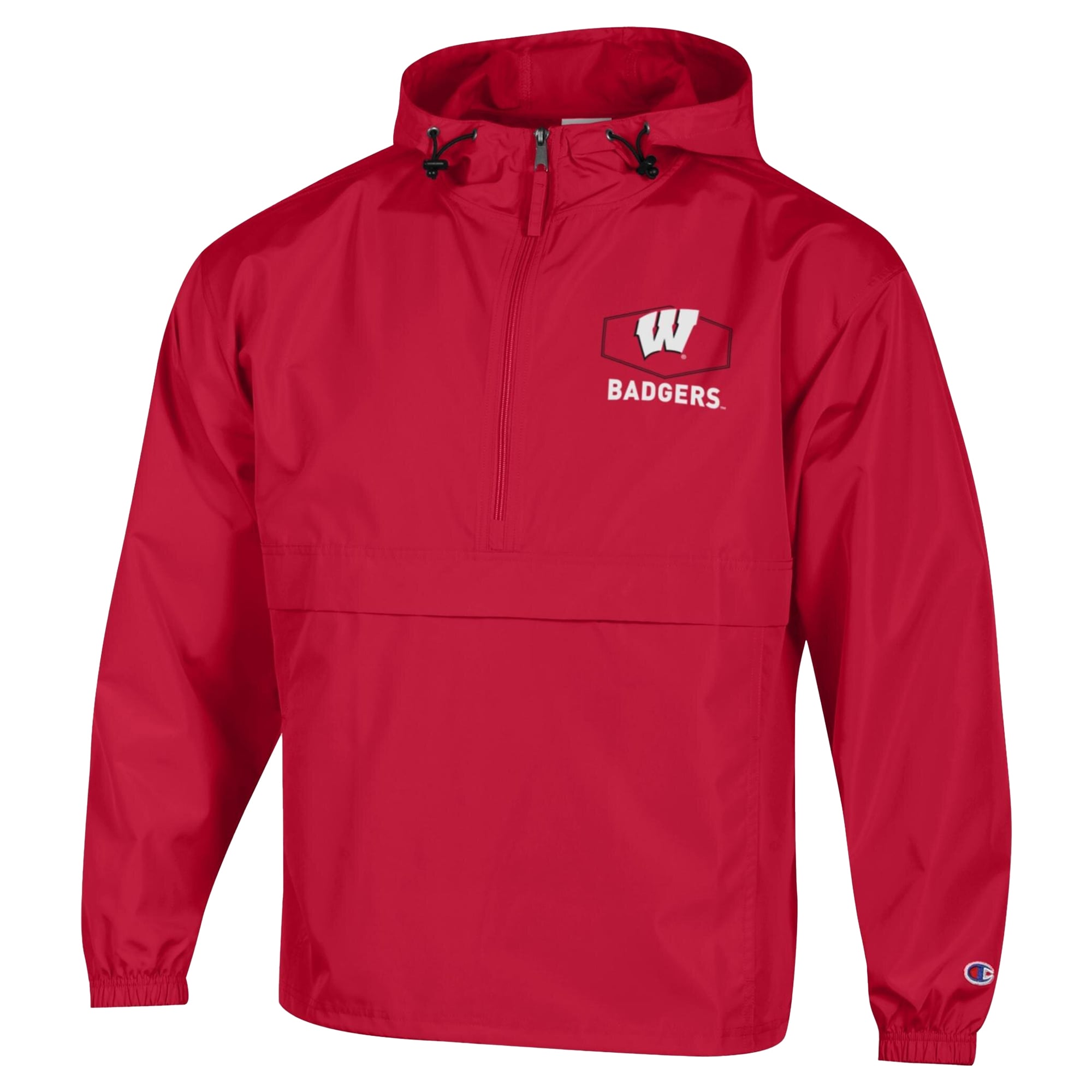 Men's Champion Red Wisconsin Badgers Delay Packable Half-Zip Jacket
