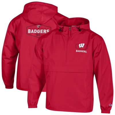 Wisconsin Badgers Champion Delay Packable Half-Zip Jacket - Red