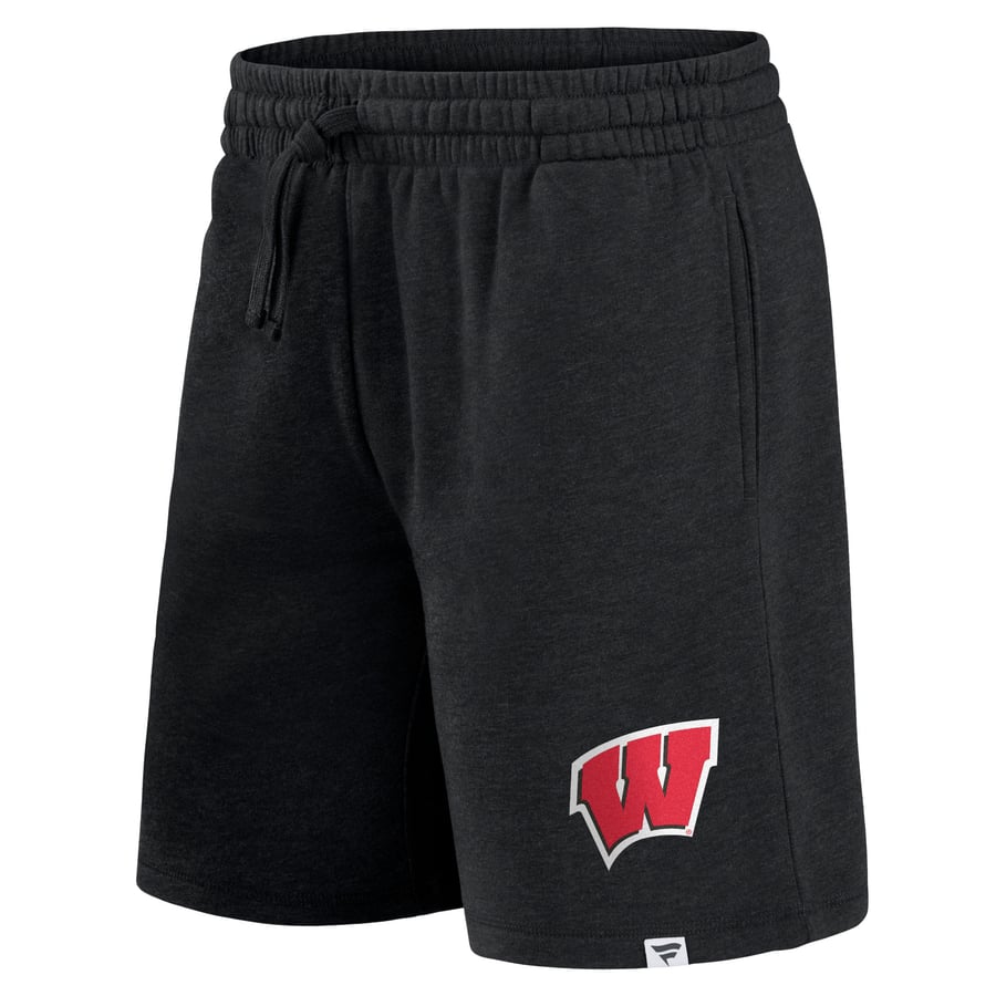 Men's Fanatics Heathered Black Wisconsin Badgers Primary Logo Shorts