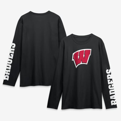 Wisconsin Badgers Logo Athletic Primary Logo Long Sleeve T-Shirt - Black