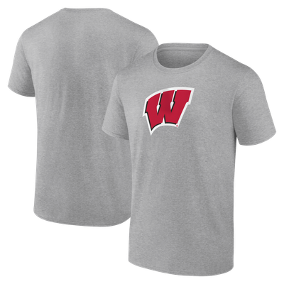Wisconsin Badgers Logo Athletic Primary Logo T-Shirt - Heather Gray