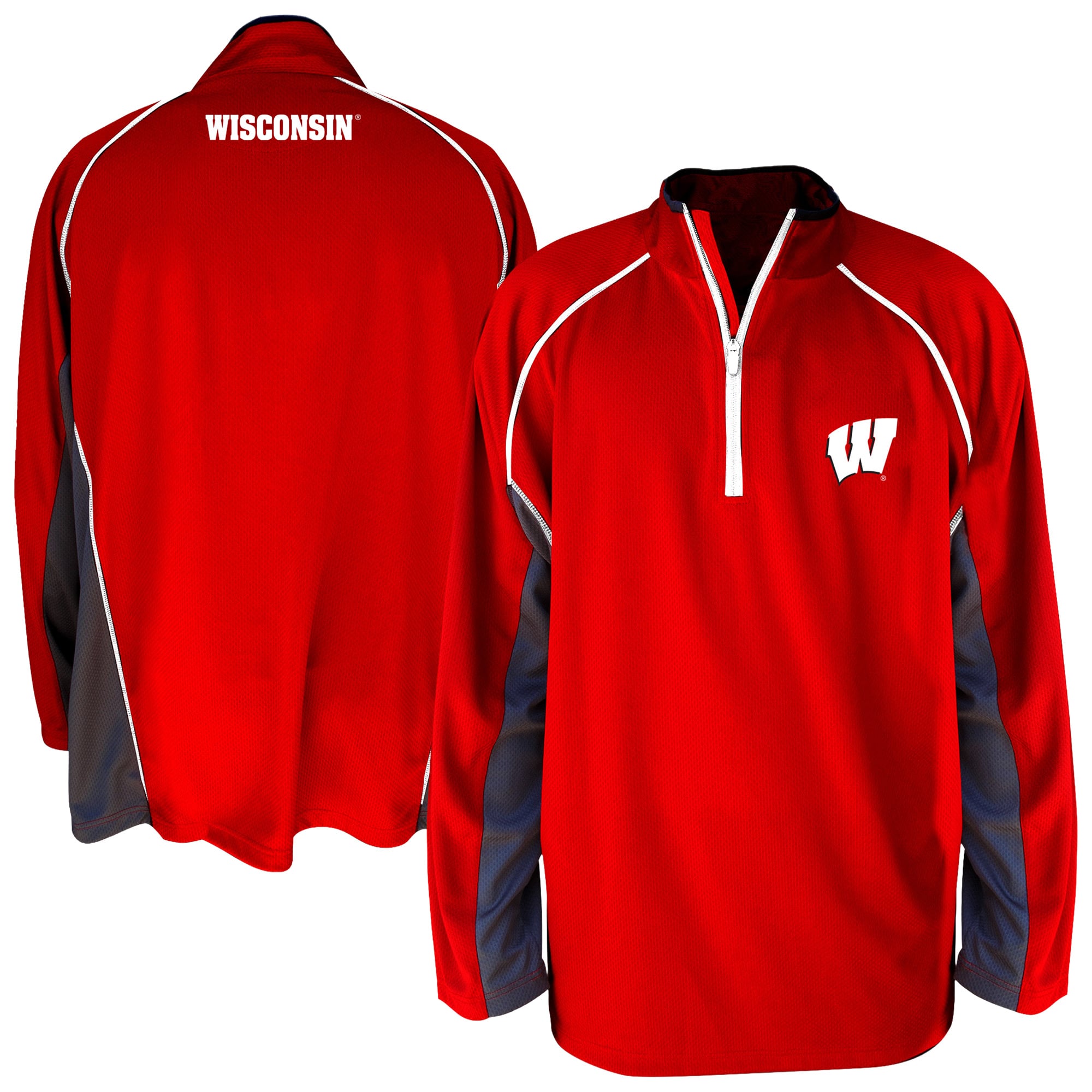 Veste raglan à quart de zip rouge Wisconsin Badgers pour homme, grandes tailles