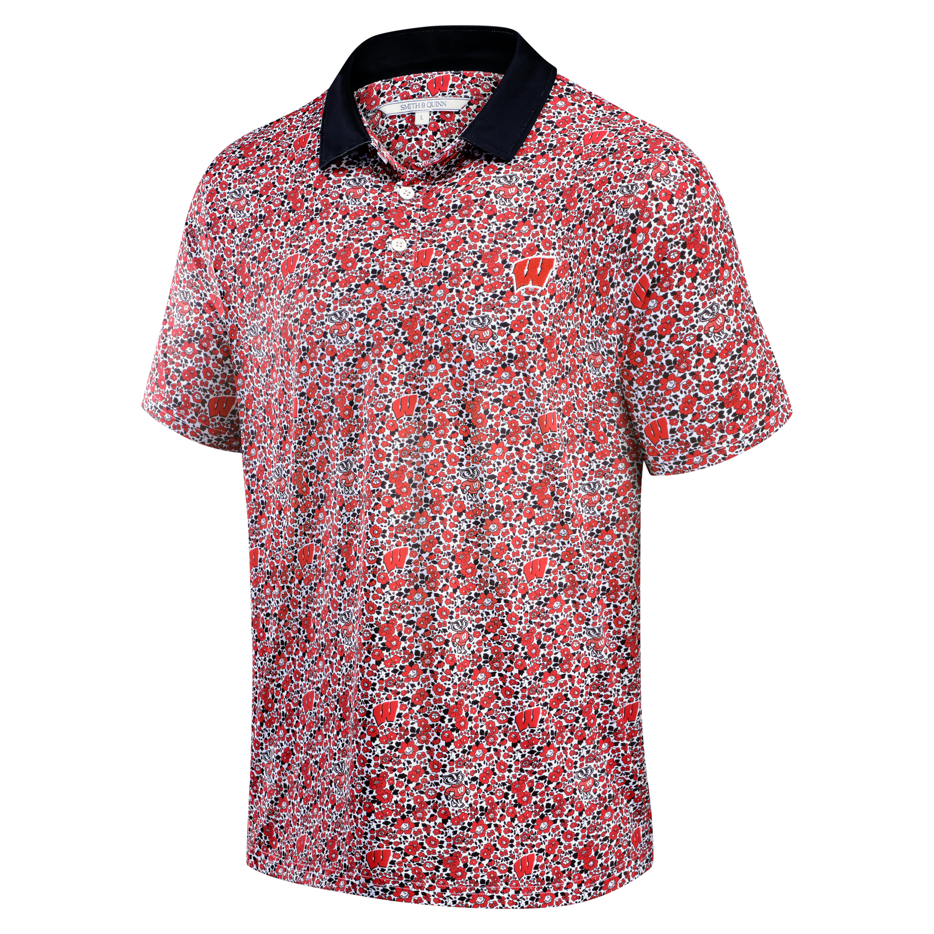 Men's Smith & Quinn Red Wisconsin Badgers Poppies Teddy Polo