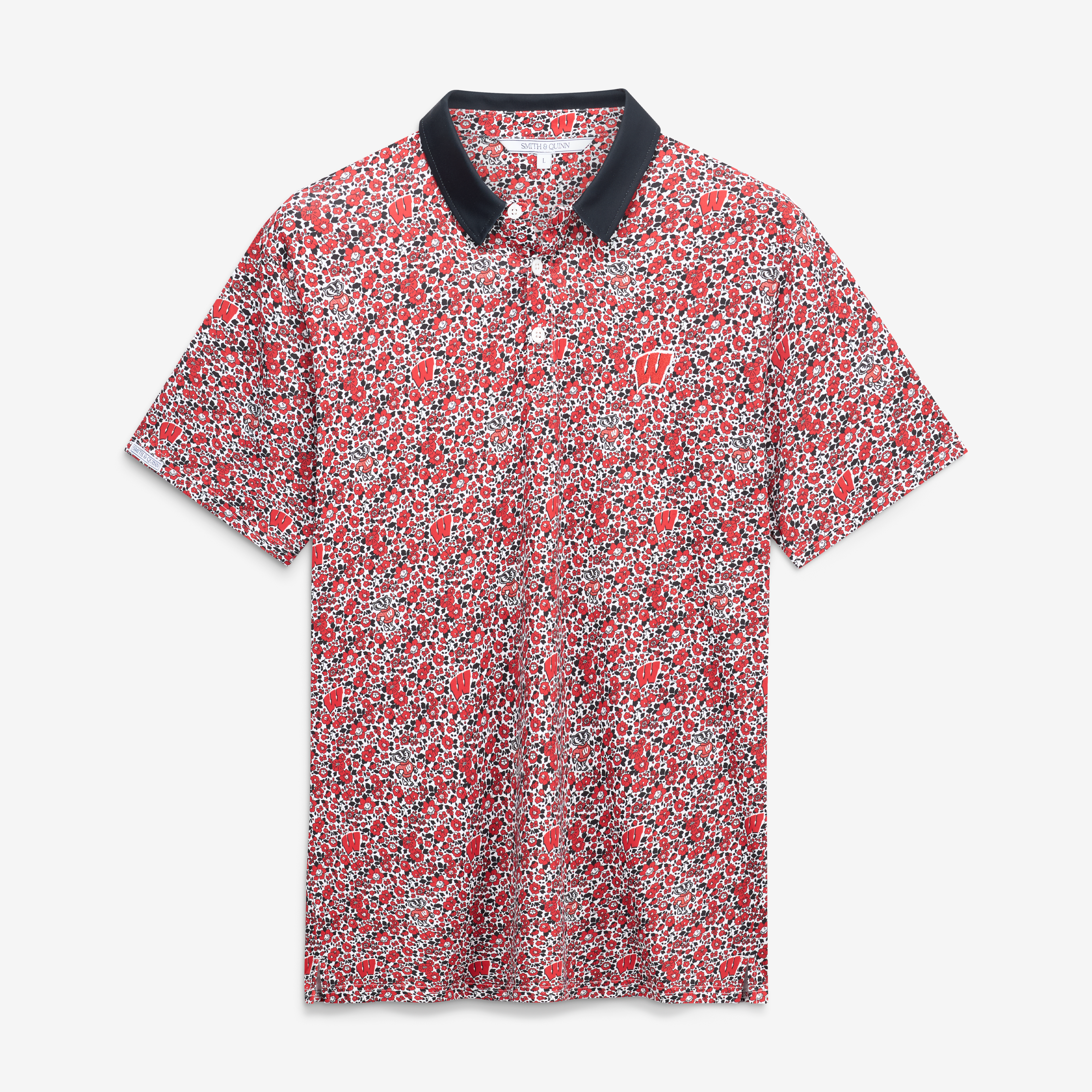 Men's Smith & Quinn Red Wisconsin Badgers Poppies Teddy Polo