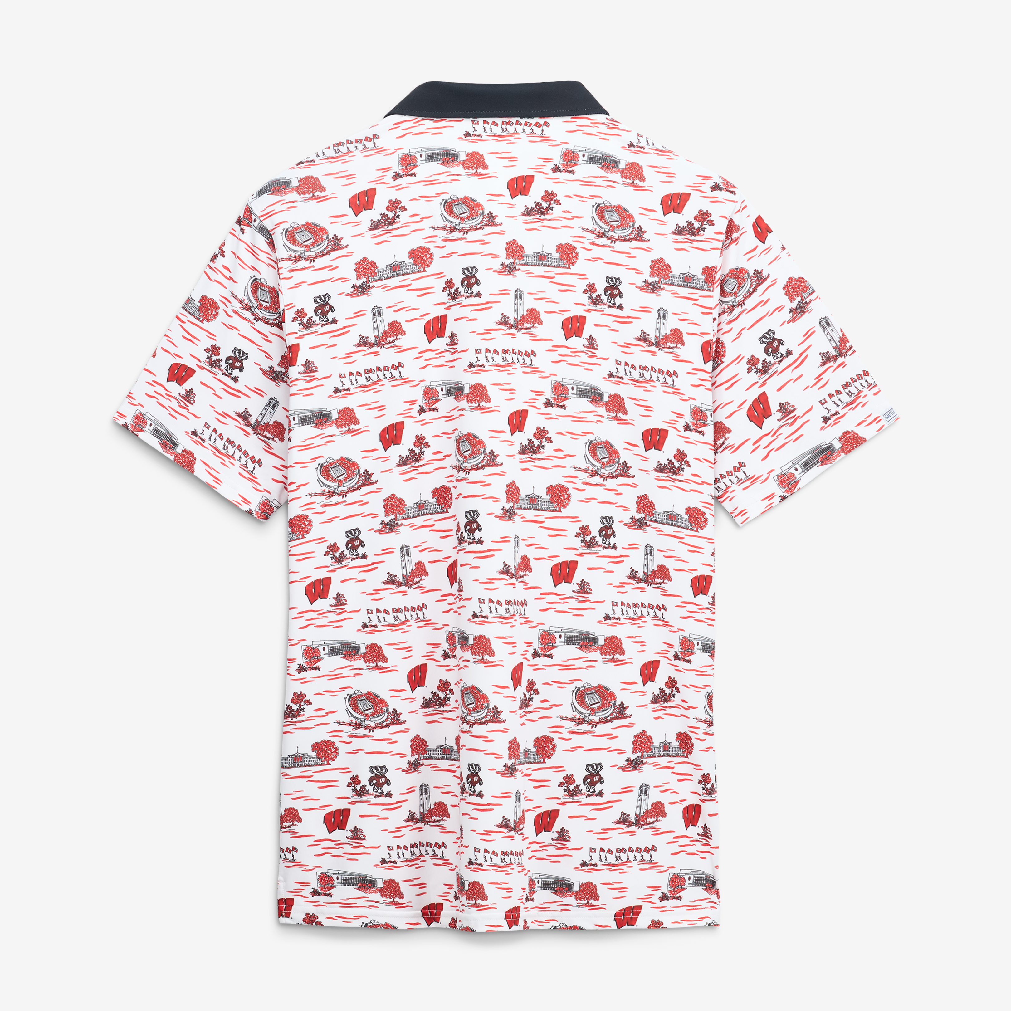 Men's Smith & Quinn White Wisconsin Badgers Toile Teddy Polo