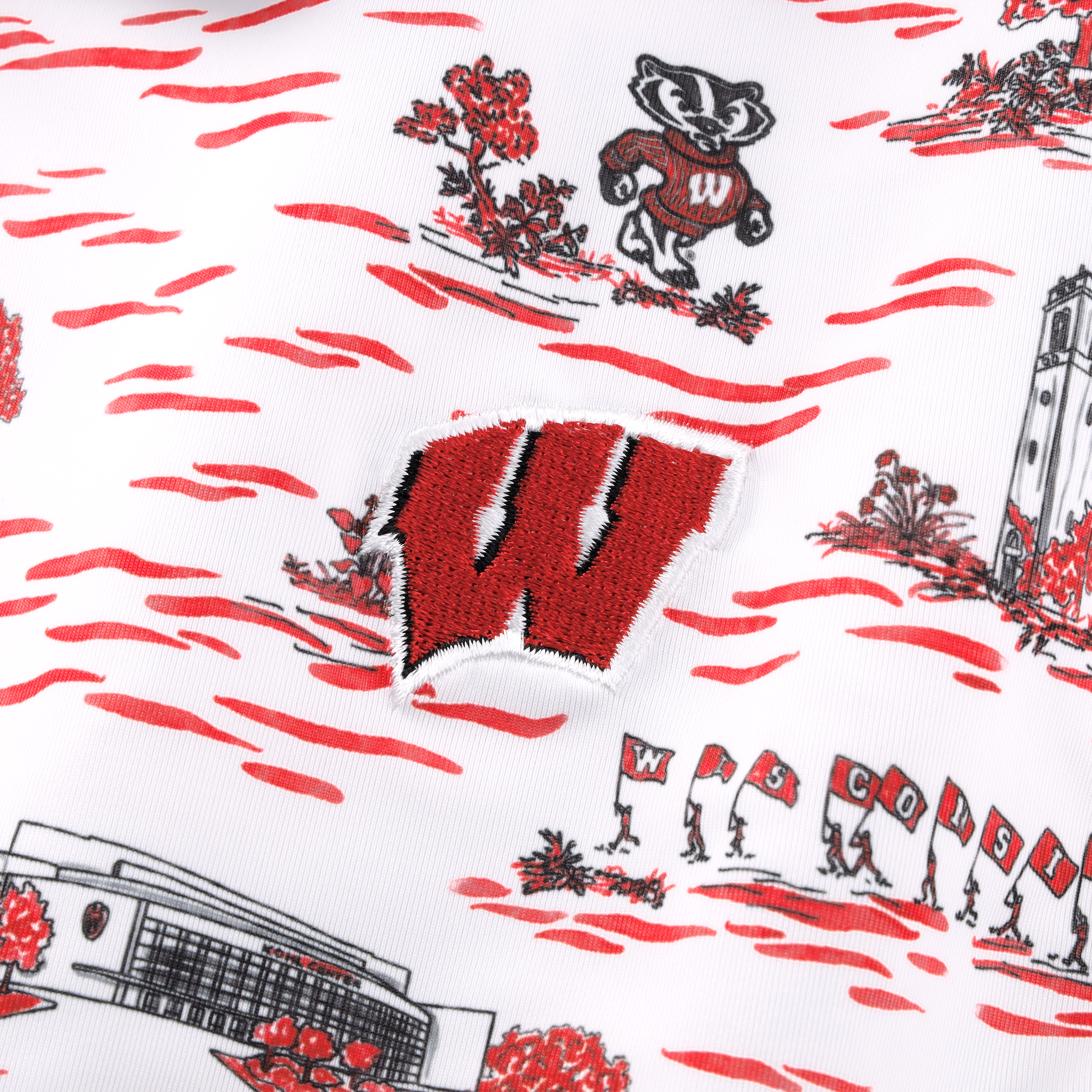 Men's Smith & Quinn White Wisconsin Badgers Toile Teddy Polo