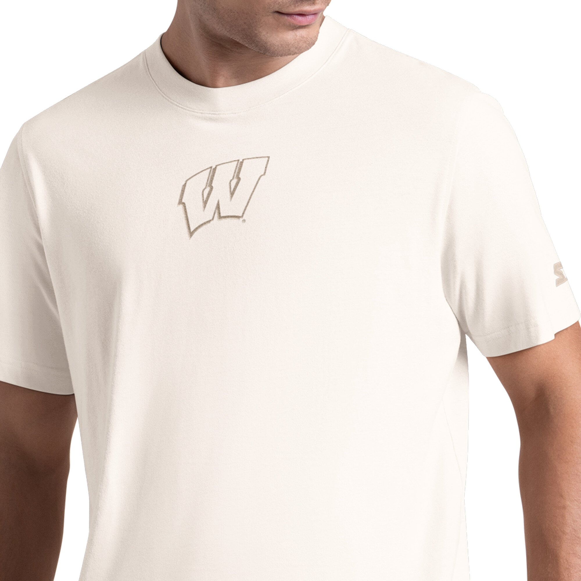 Men's Starter Cream Wisconsin Badgers Warm Up T-Shirt