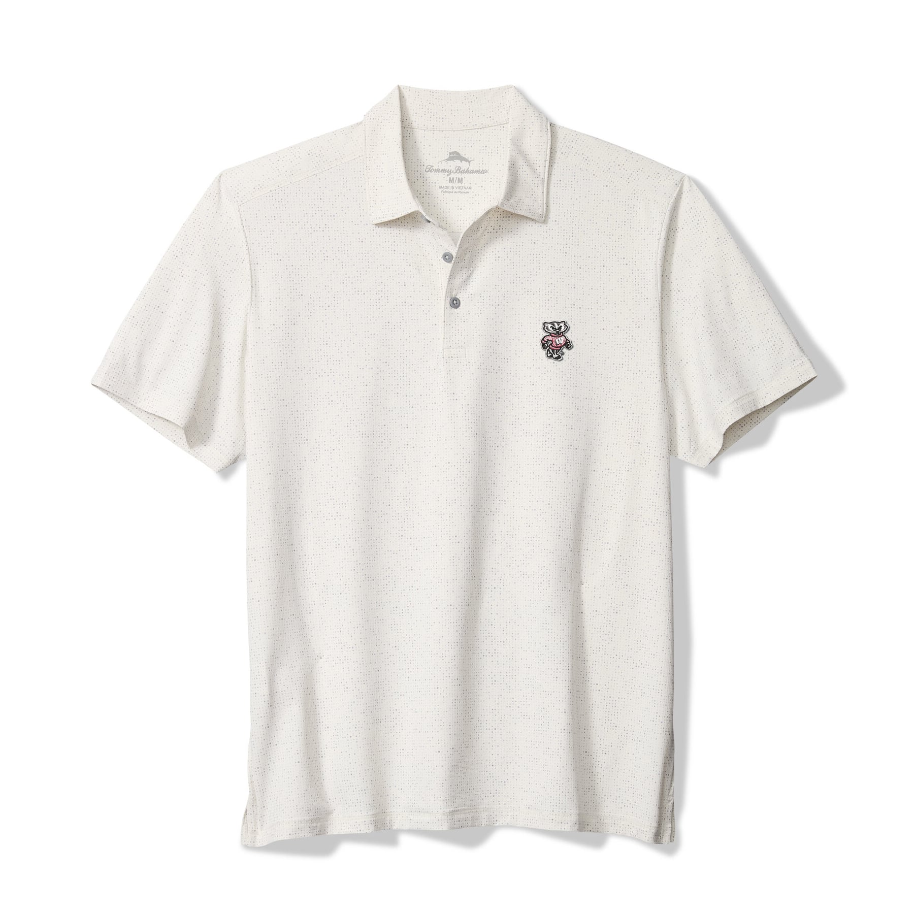 Men's Tommy Bahama White Wisconsin Badgers Palm Dunes IslandZone Polo