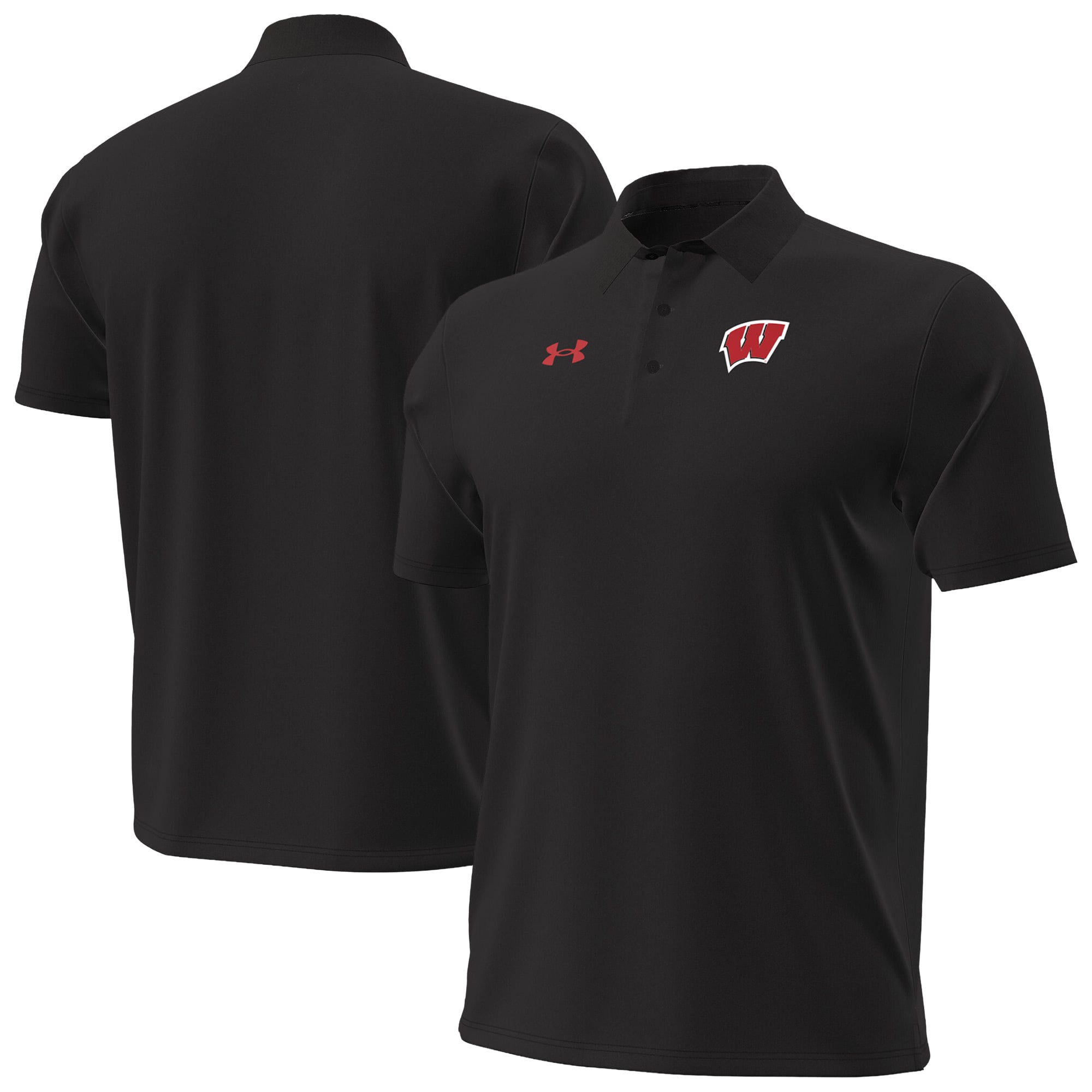 Polo Under Armour noir pour homme Wisconsin Badgers 2026 Sideline ArmourDry