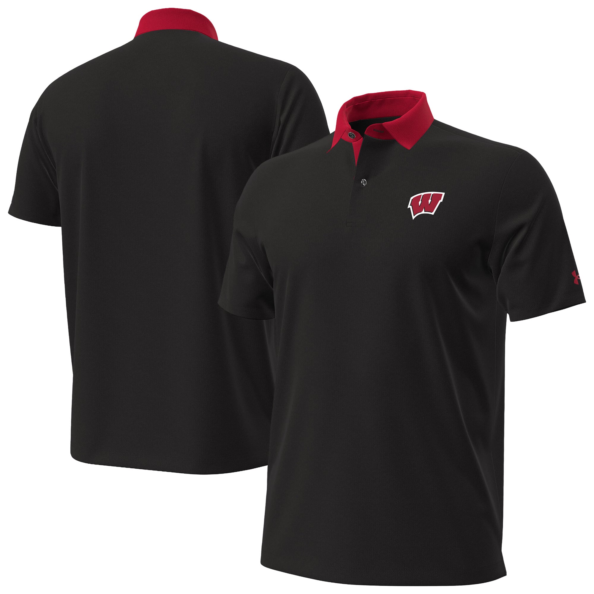 Polo fantaisie Under Armour noir pour homme Wisconsin Badgers 2026 Sideline Playoff