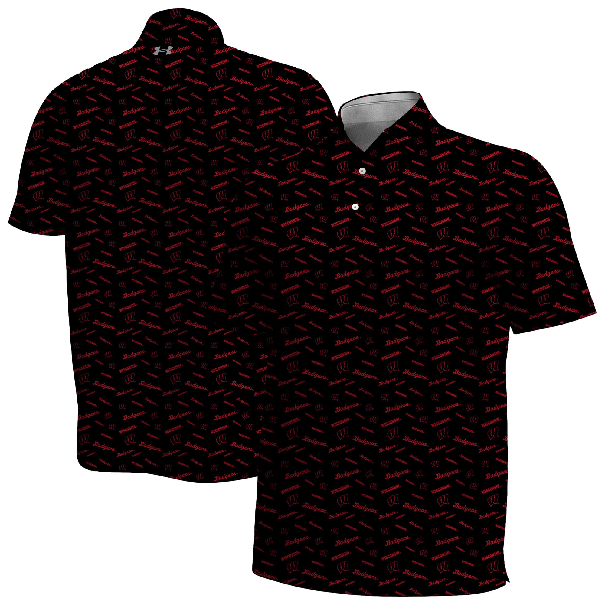 Polo Under Armour noir pour homme Wisconsin Badgers Gameday Armourfuse