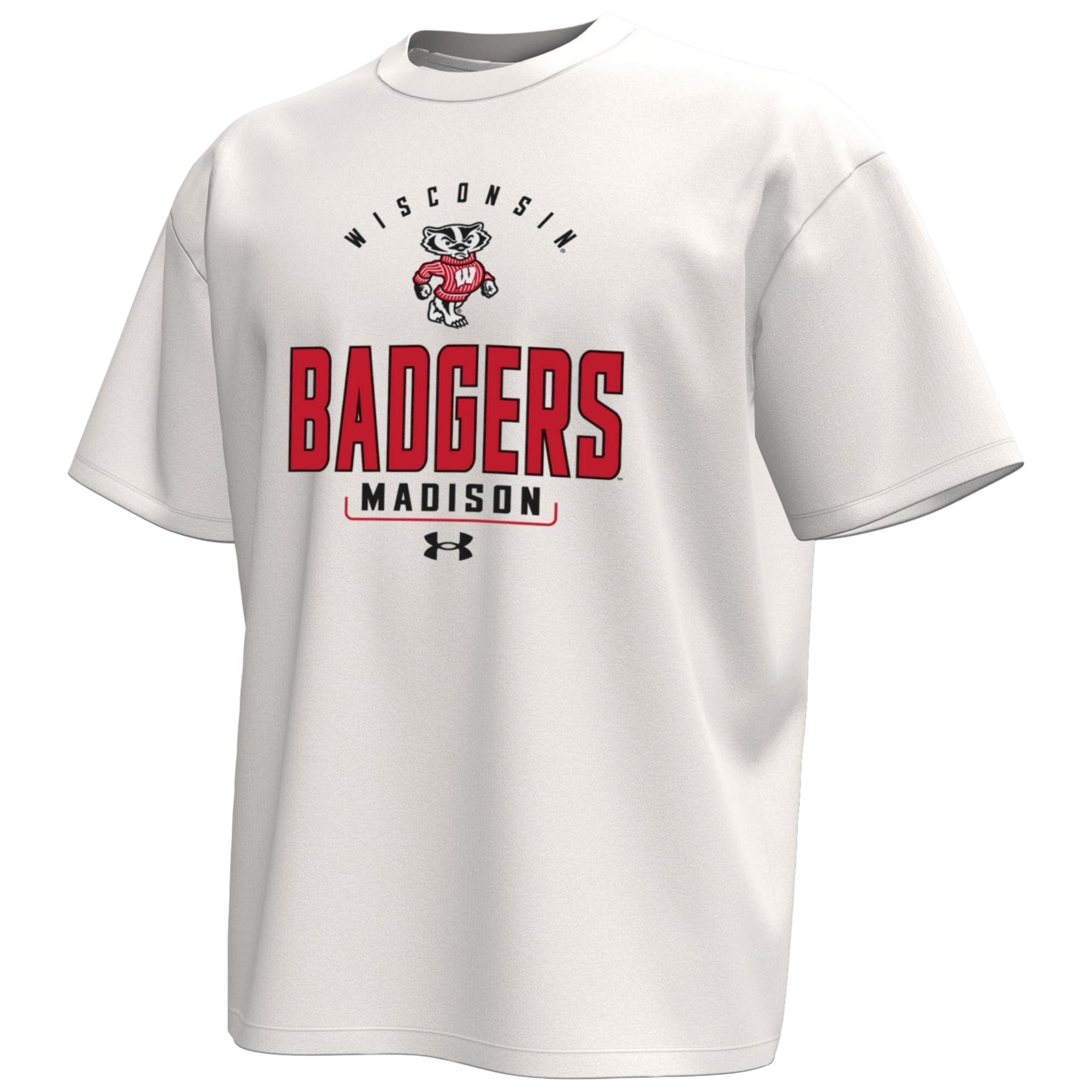 T-shirt Under Armour crème pour homme, motif icône des jours de match Wisconsin Badgers