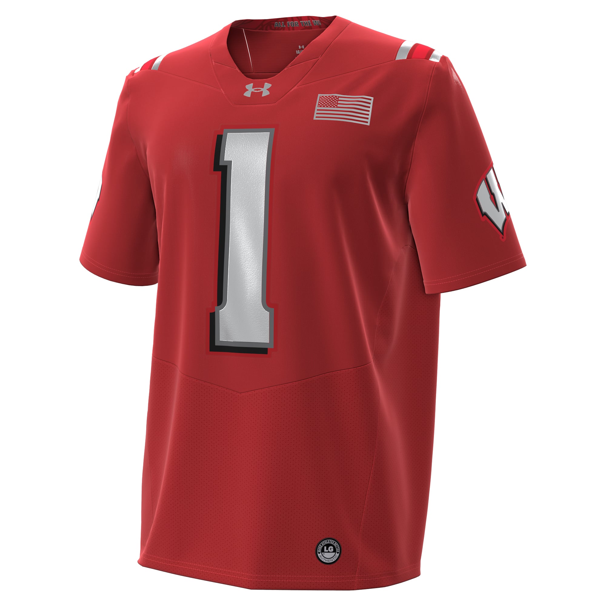 Maillot de football réplique Under Armour n° 1 rouge Wisconsin Badgers 2026 Lambeau Field Collection pour homme