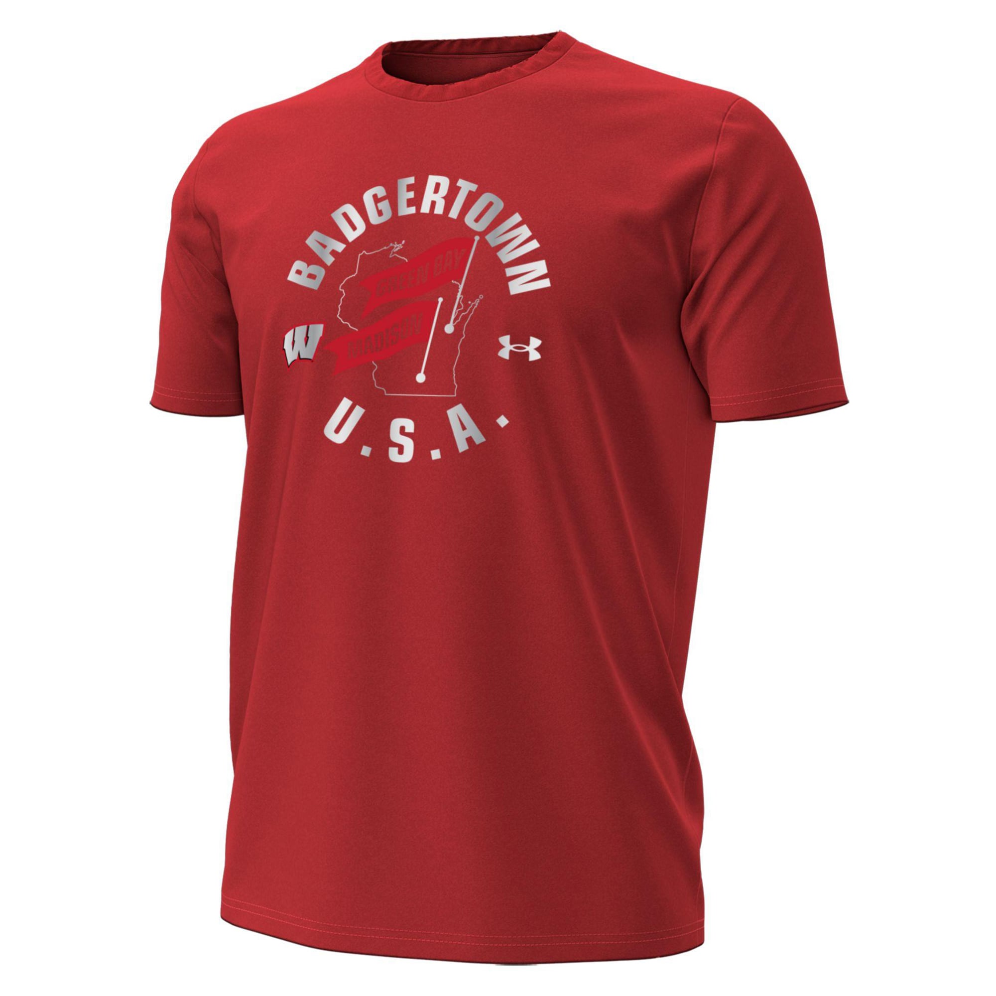 Men's Under Armour Red Wisconsin Badgers 2026 Lambeau Field Collection Badgertown Performance T-Shirt
