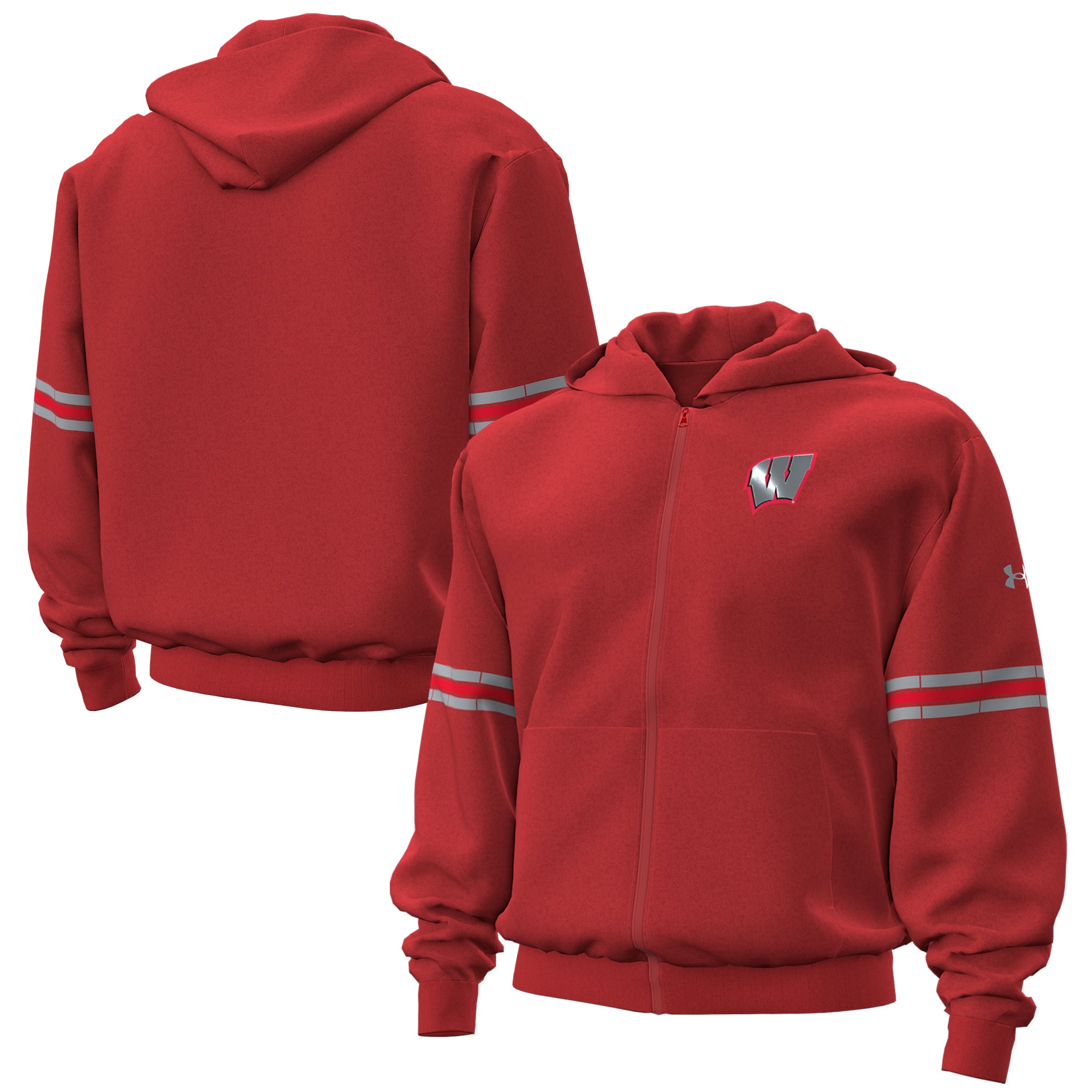 Sweat à capuche zippé Under Armour rouge Wisconsin Badgers 2026 Lambeau Field Collection Icon pour homme