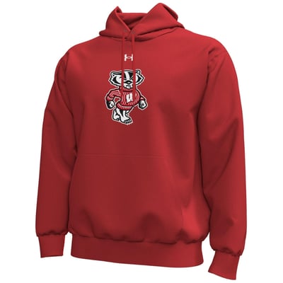 Wisconsin Badgers Under Armour Core Icon Fleece Pullover Hoodie - Red
