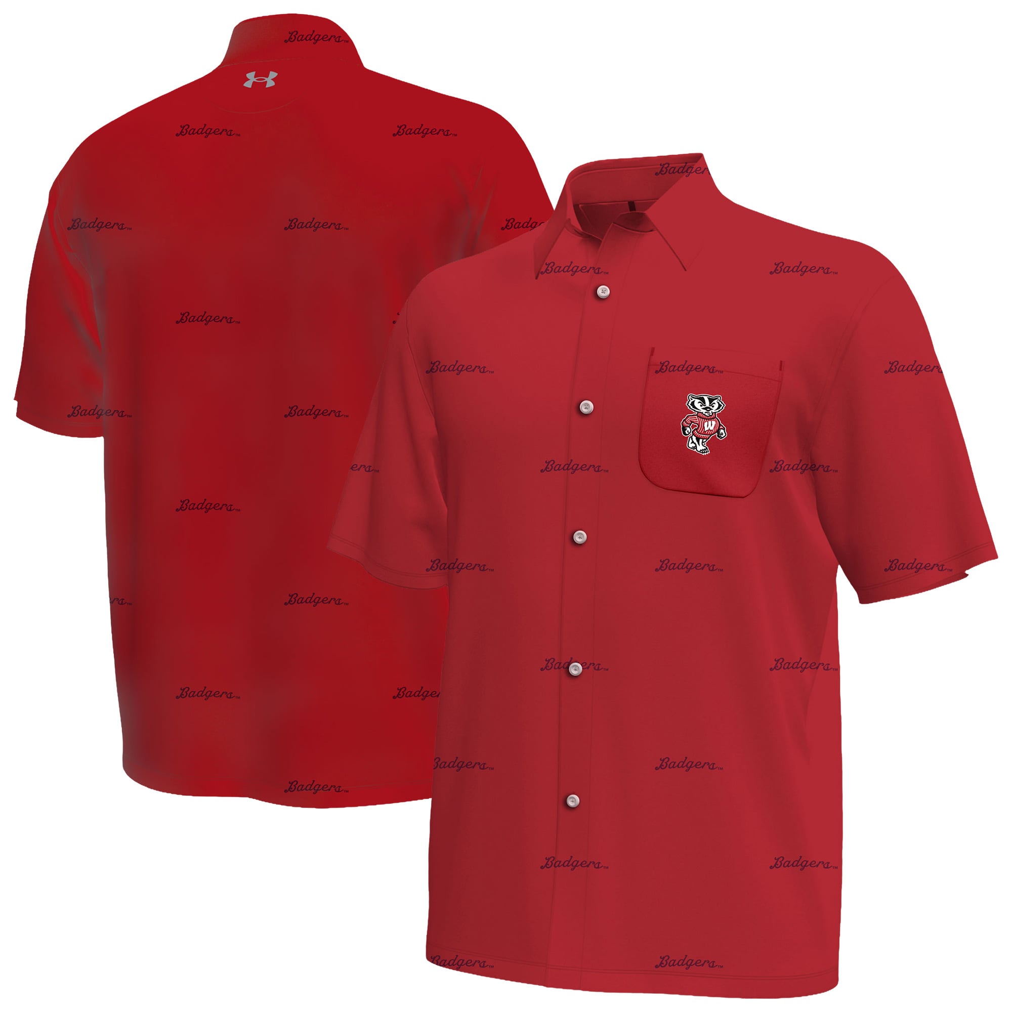 Chemise boutonnée Under Armour rouge Wisconsin Badgers Gameday Armourfuse pour homme