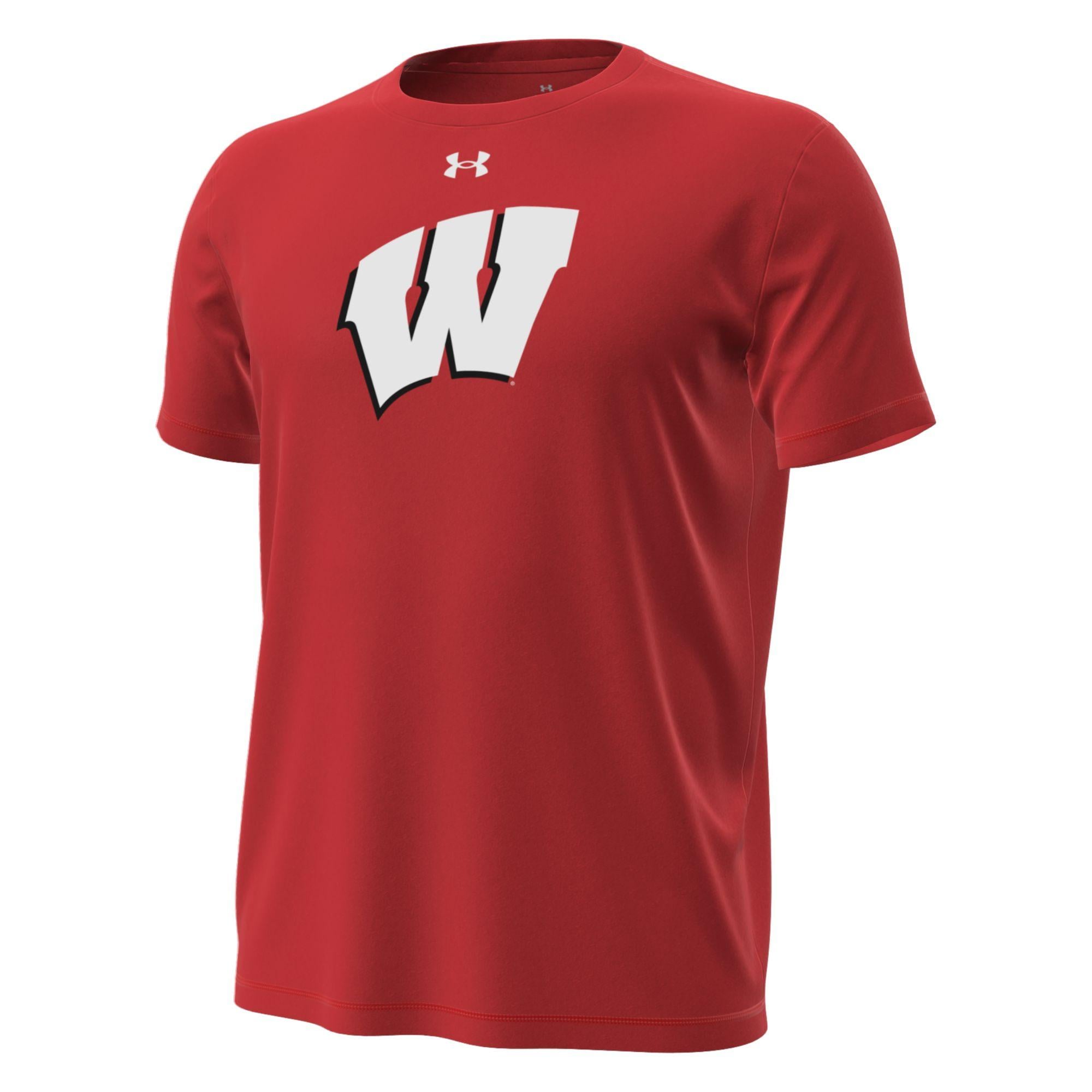 T-shirt technique extensible Under Armour rouge Wisconsin Badgers pour homme
