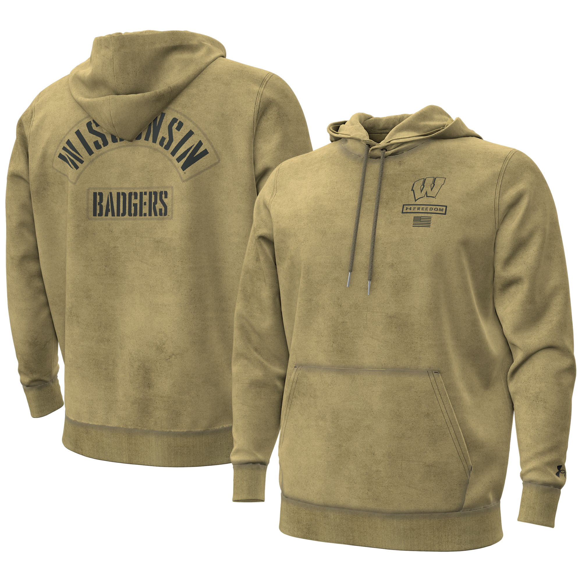 Sweat à capuche Under Armour beige Wisconsin Badgers Collection Freedom 2026 pour homme