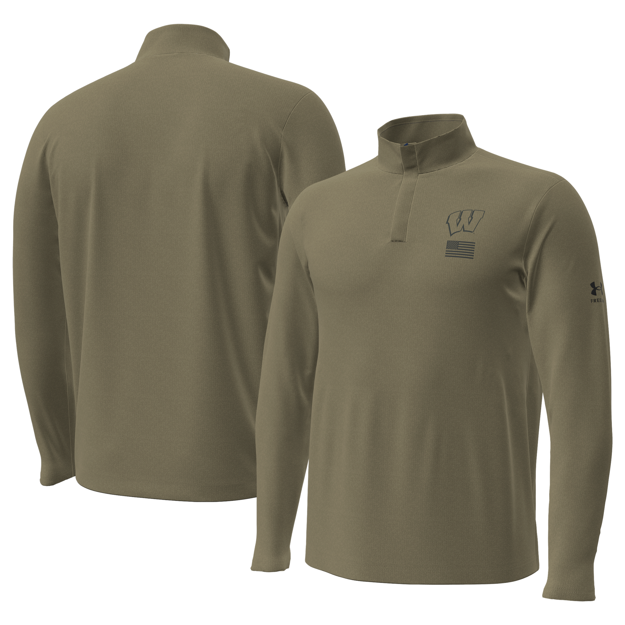 Pull à col zippé Under Armour pour homme, couleur beige, Wisconsin Badgers, collection Freedom 2026 Motion