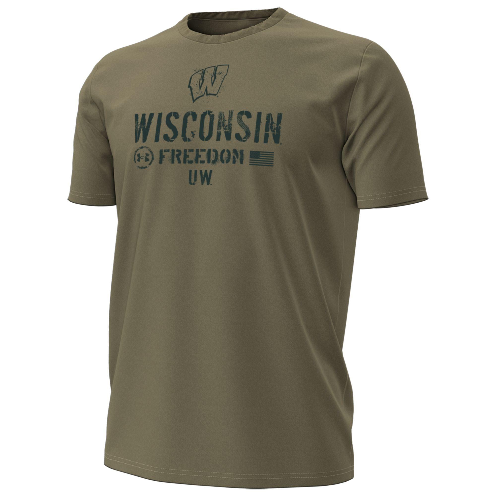 T-shirt Under Armour beige pour homme, collection Wisconsin Badgers 2026 Freedom
