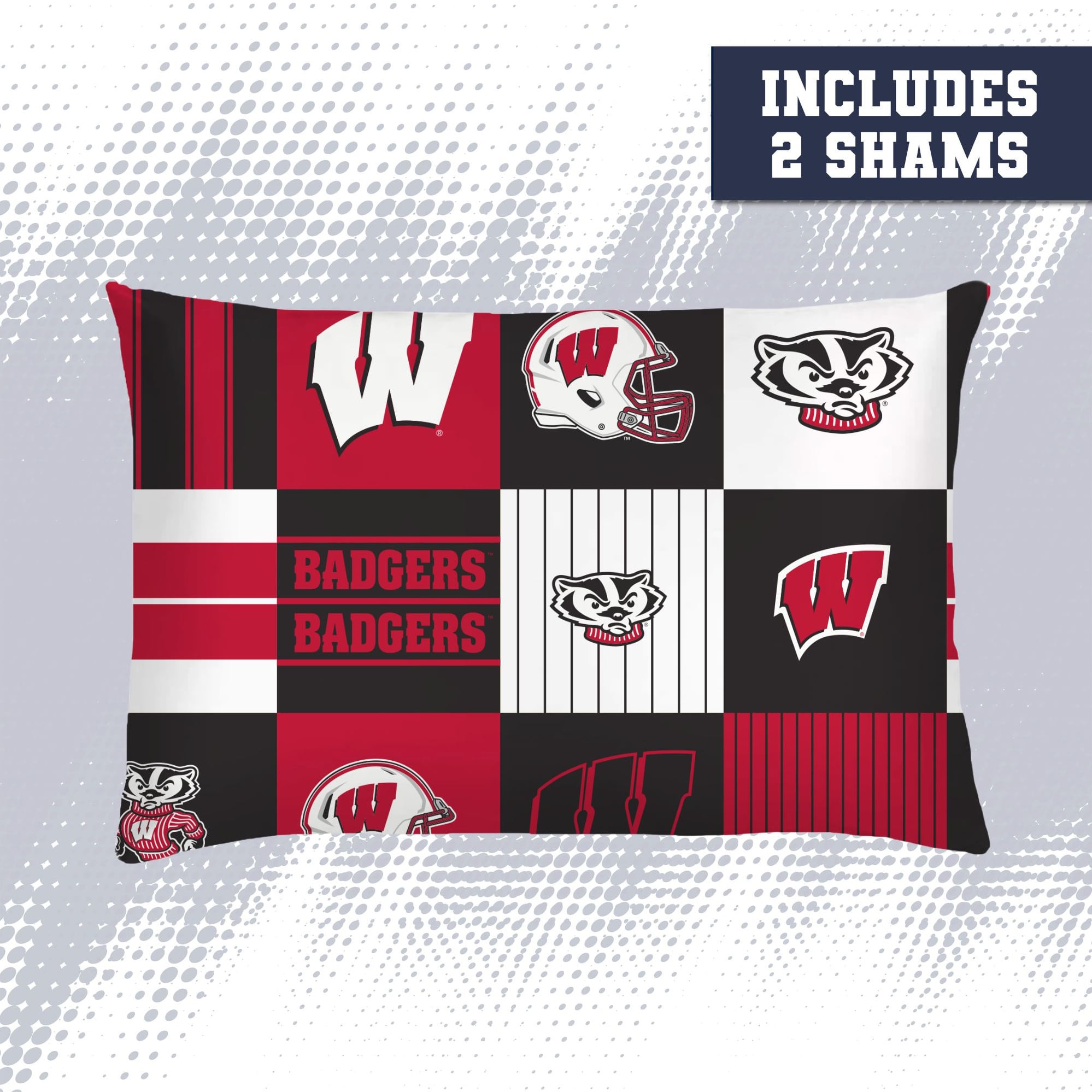 Ensemble de literie trois pièces Pegasus Wisconsin Badgers Patchwork Plaid pour lit double/queen