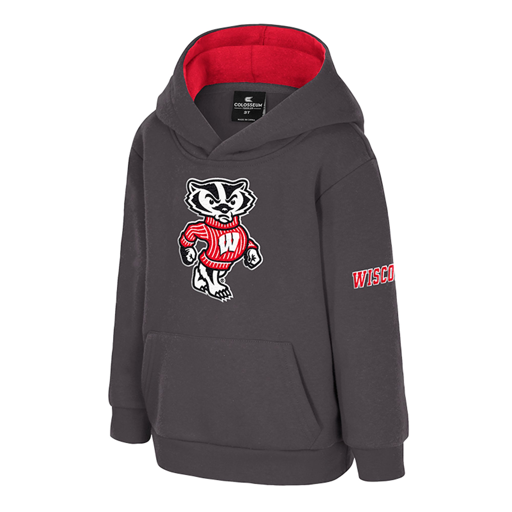 Toddler Colosseum Charcoal Wisconsin Badgers Big Logo Fleece Pullover Hoodie