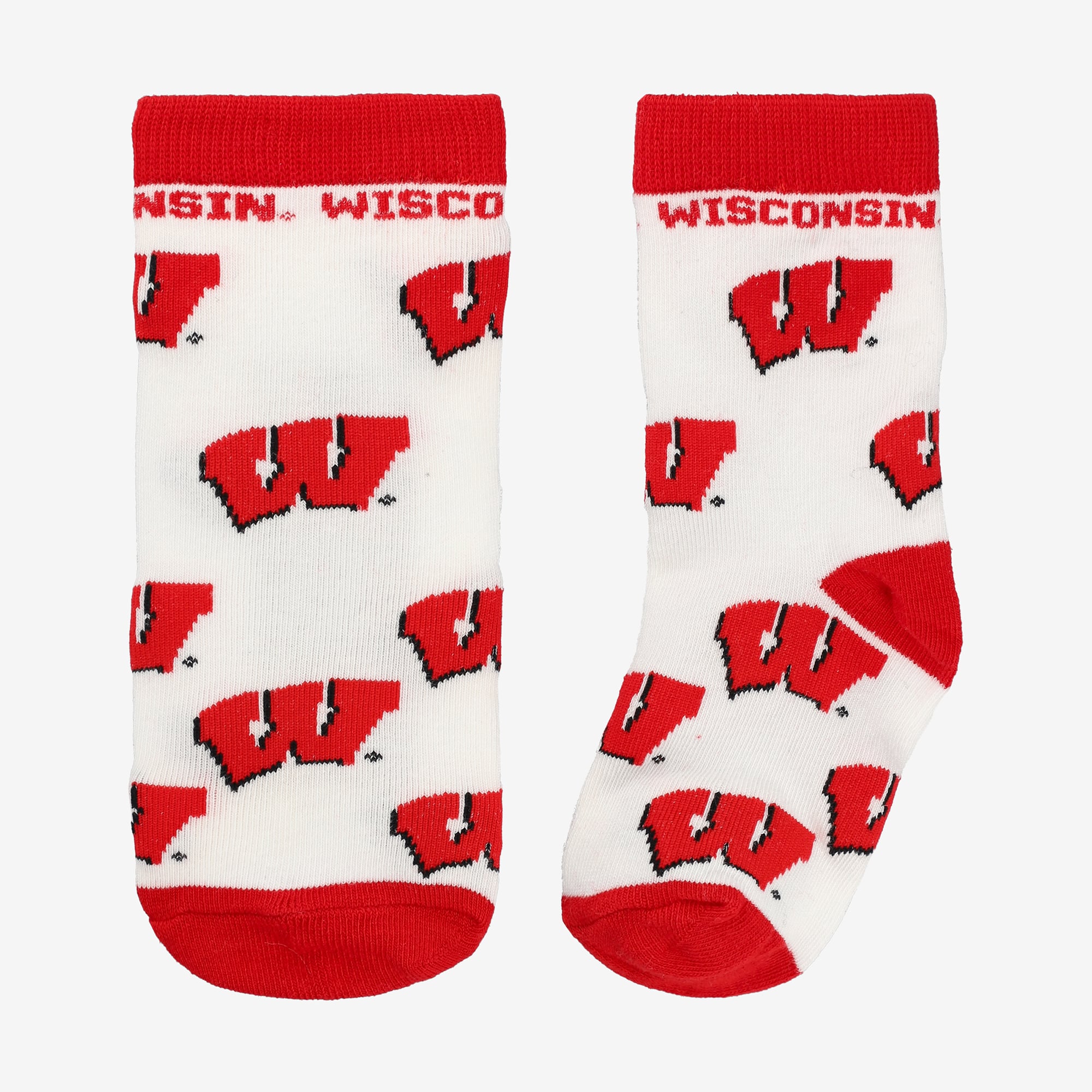Chaussettes à imprimé intégral blanches des Wisconsin Badgers pour tout-petits