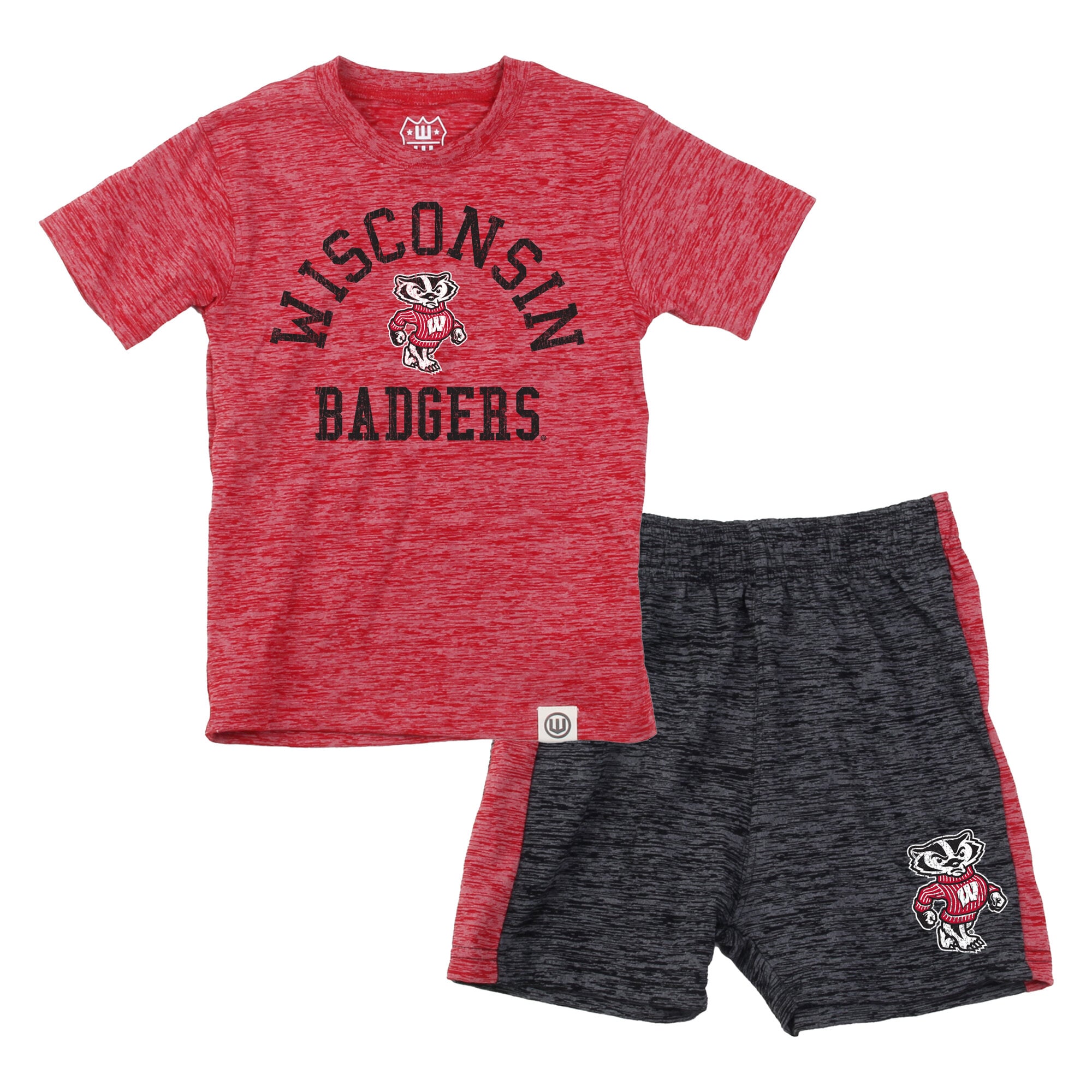 Ensemble t-shirt et short Wes & Willy Red Wisconsin Badgers en laine nuageuse pour tout-petits