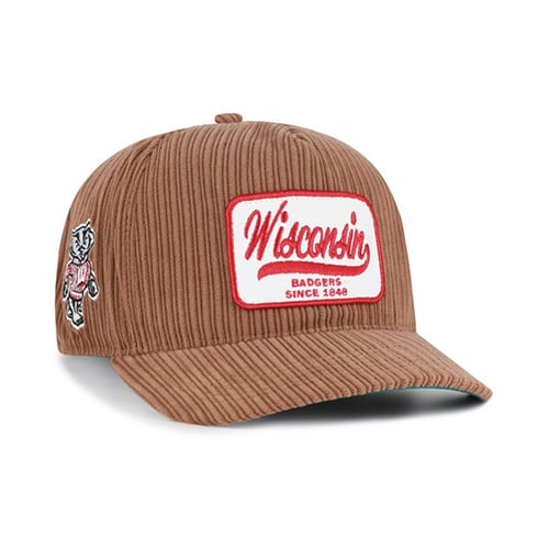 Chapeau unisexe marron Wisconsin Badgers en velours côtelé à patchs et attelage réglable