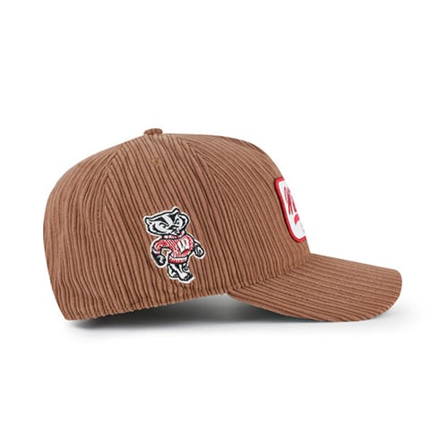Chapeau unisexe marron Wisconsin Badgers en velours côtelé à patchs et attelage réglable