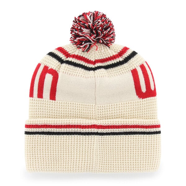Bonnet unisexe '47 Crème Wisconsin Badgers en maille gaufrée à revers avec pompon
