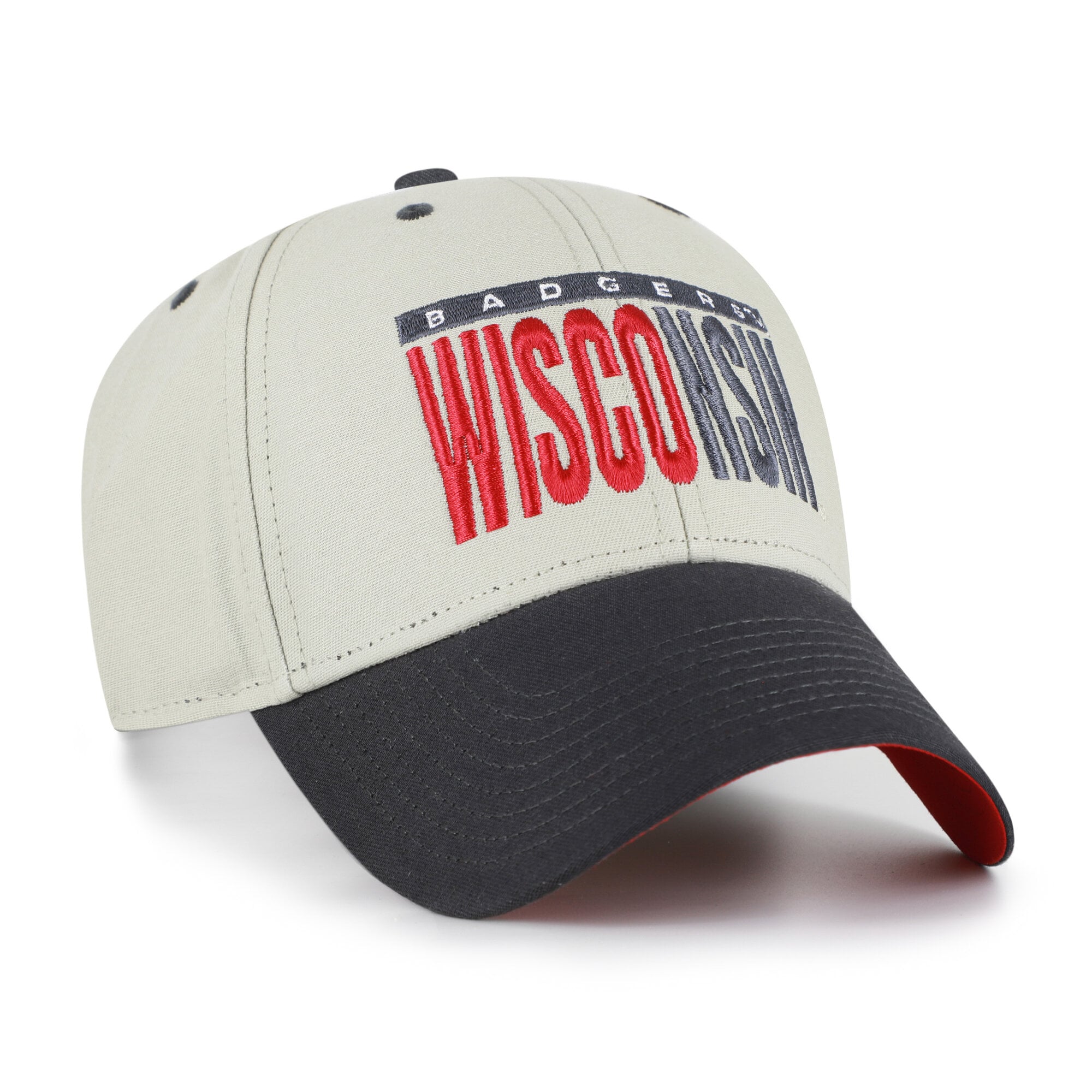 Unisex '47 Gray/Black Wisconsin Badgers Half Block Text MVP Adjustable Hat