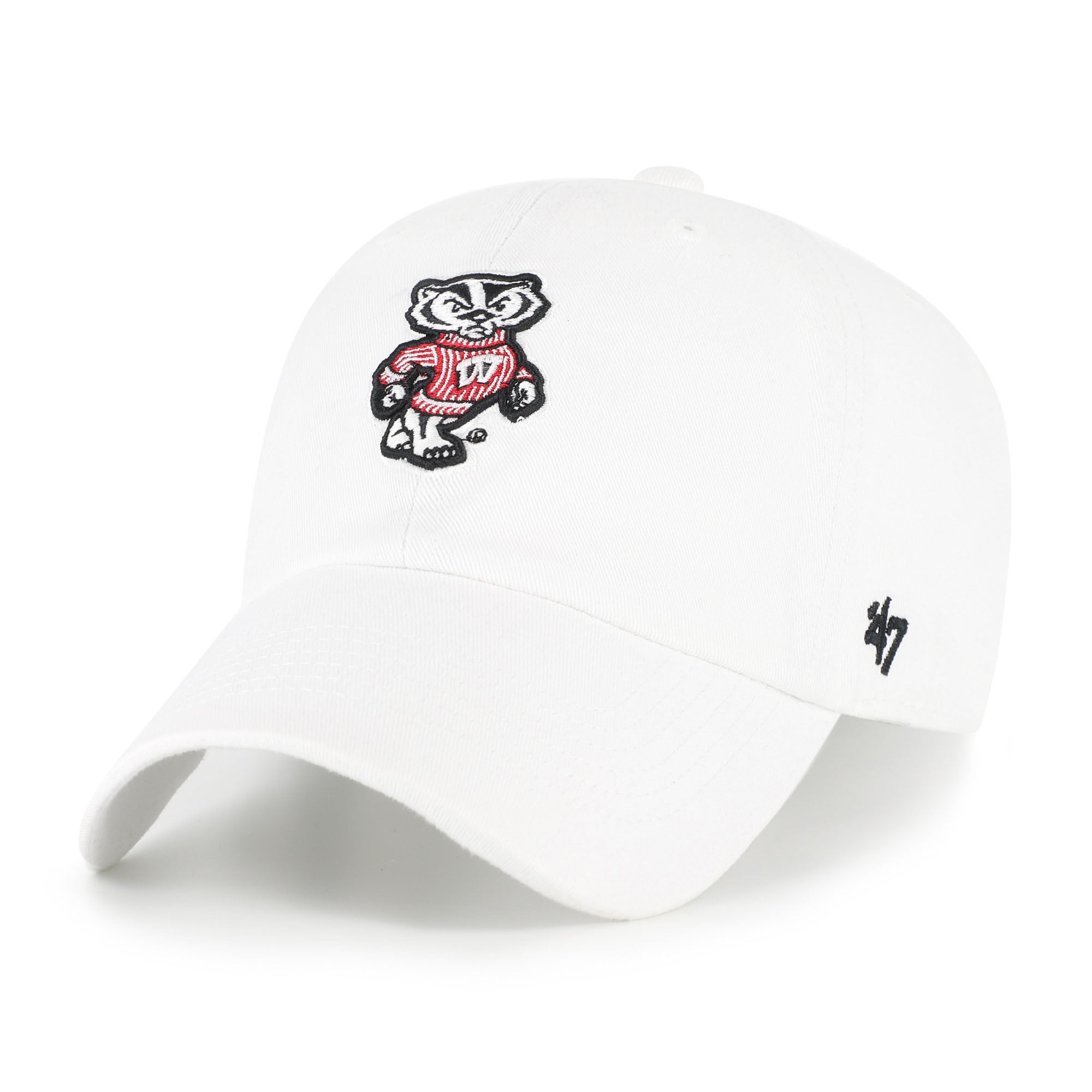 Unisex '47 White Wisconsin Badgers Mascot Clean Up Adjustable Hat